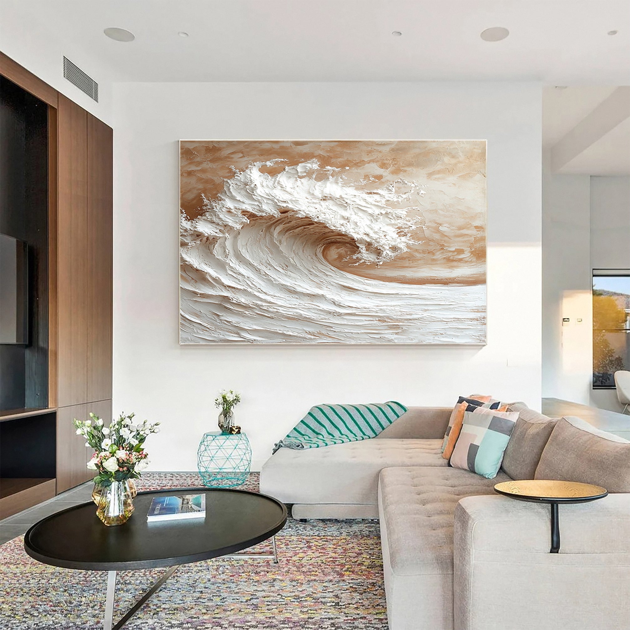 Large 3D Wave Art Textured Ocean Painting #AG 038