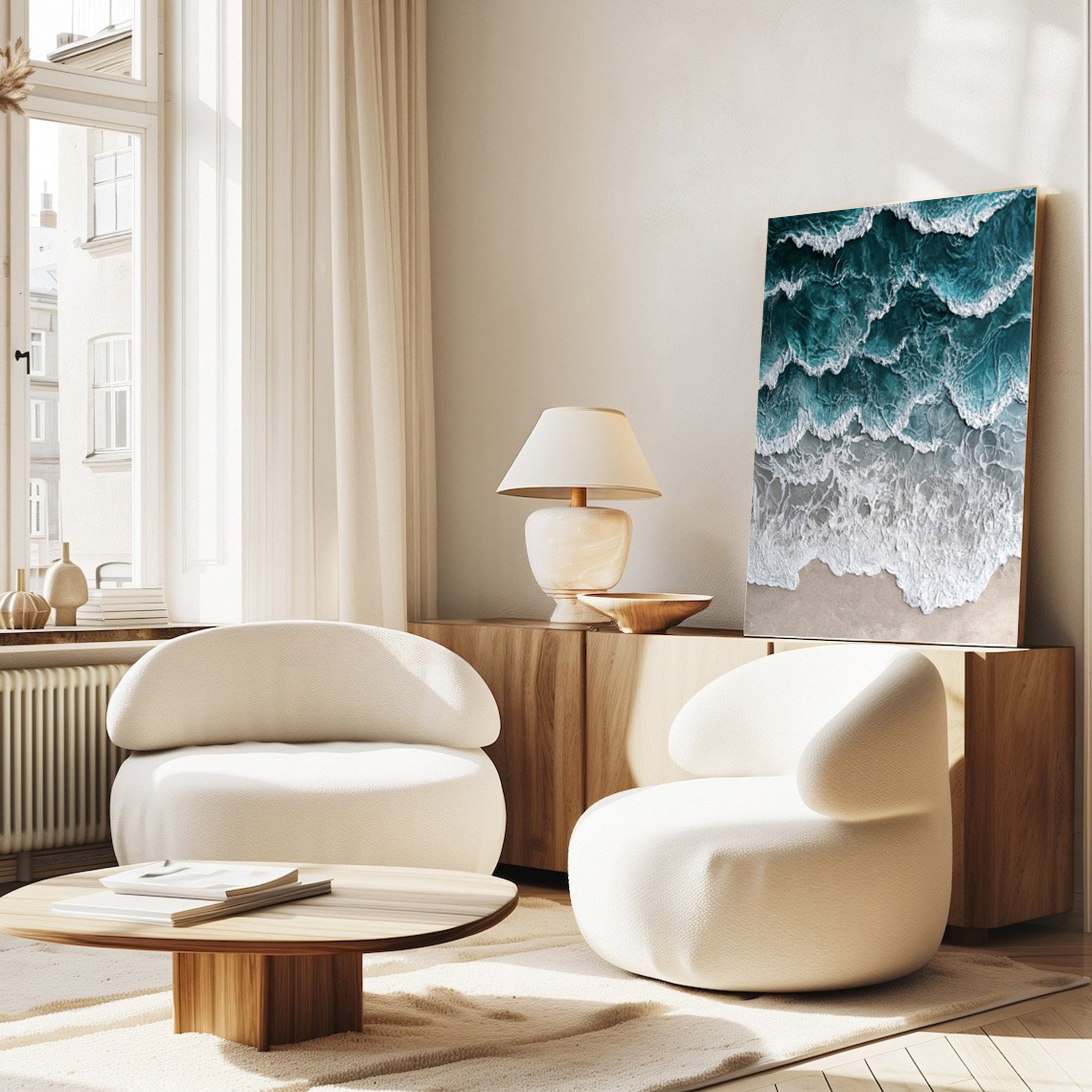 Coastal Serenity Wall Art Dynamic Ocean Waves Canvas #OS 009