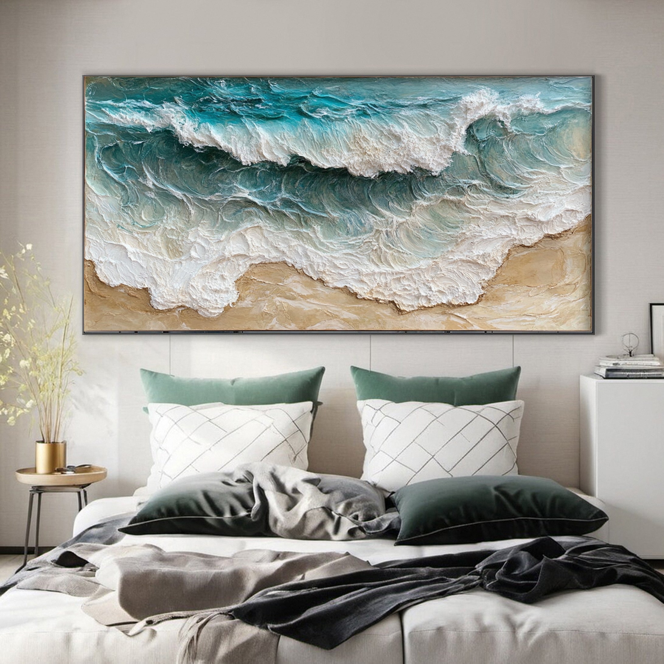 Abstract Seascape Canvas Textured Waves for Elegant Interiors #OS 024