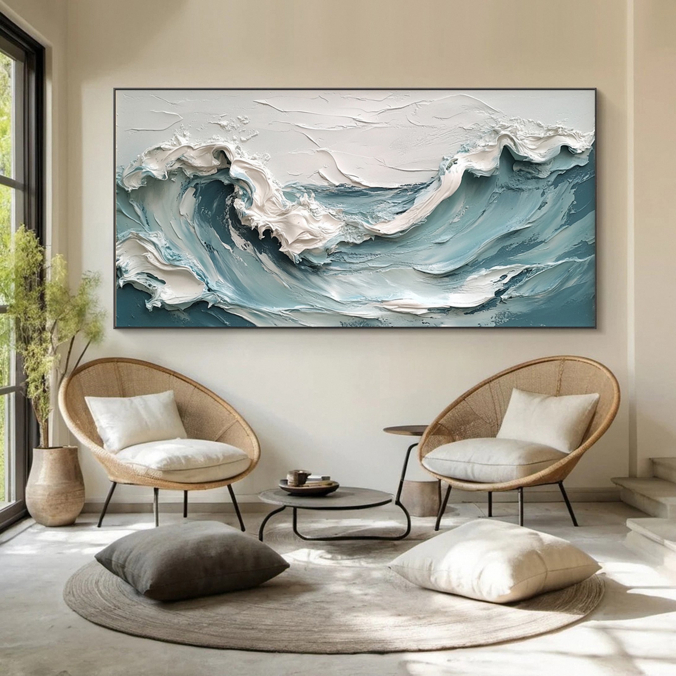 Abstract Seascape Canvas Textured Waves for Elegant Interiors #OS 017