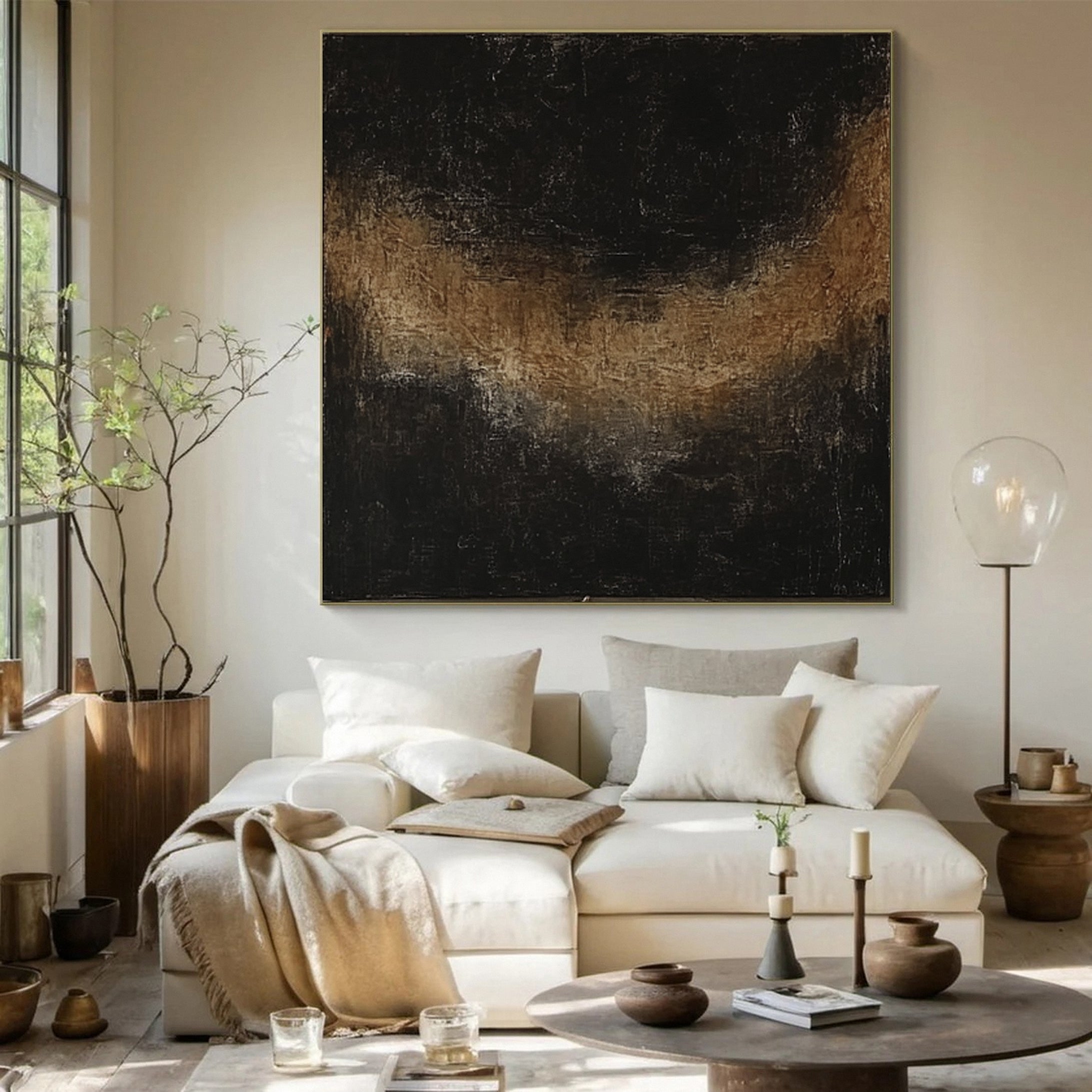 Sleek Elegance Contemporary Large Black Textured Wall Art #MMA 133