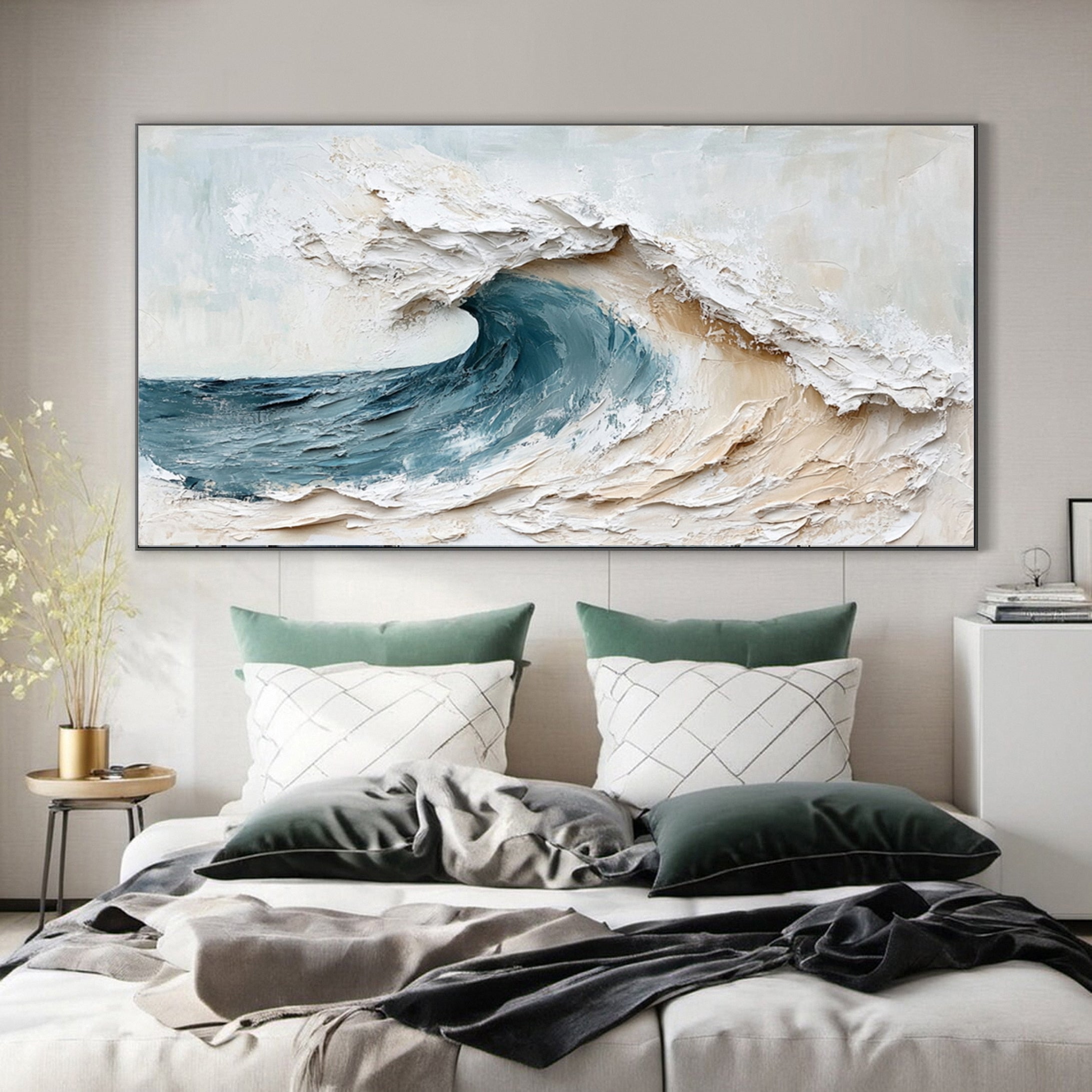 Abstract Seascape Canvas Textured Waves for Elegant Interiors #OS 019