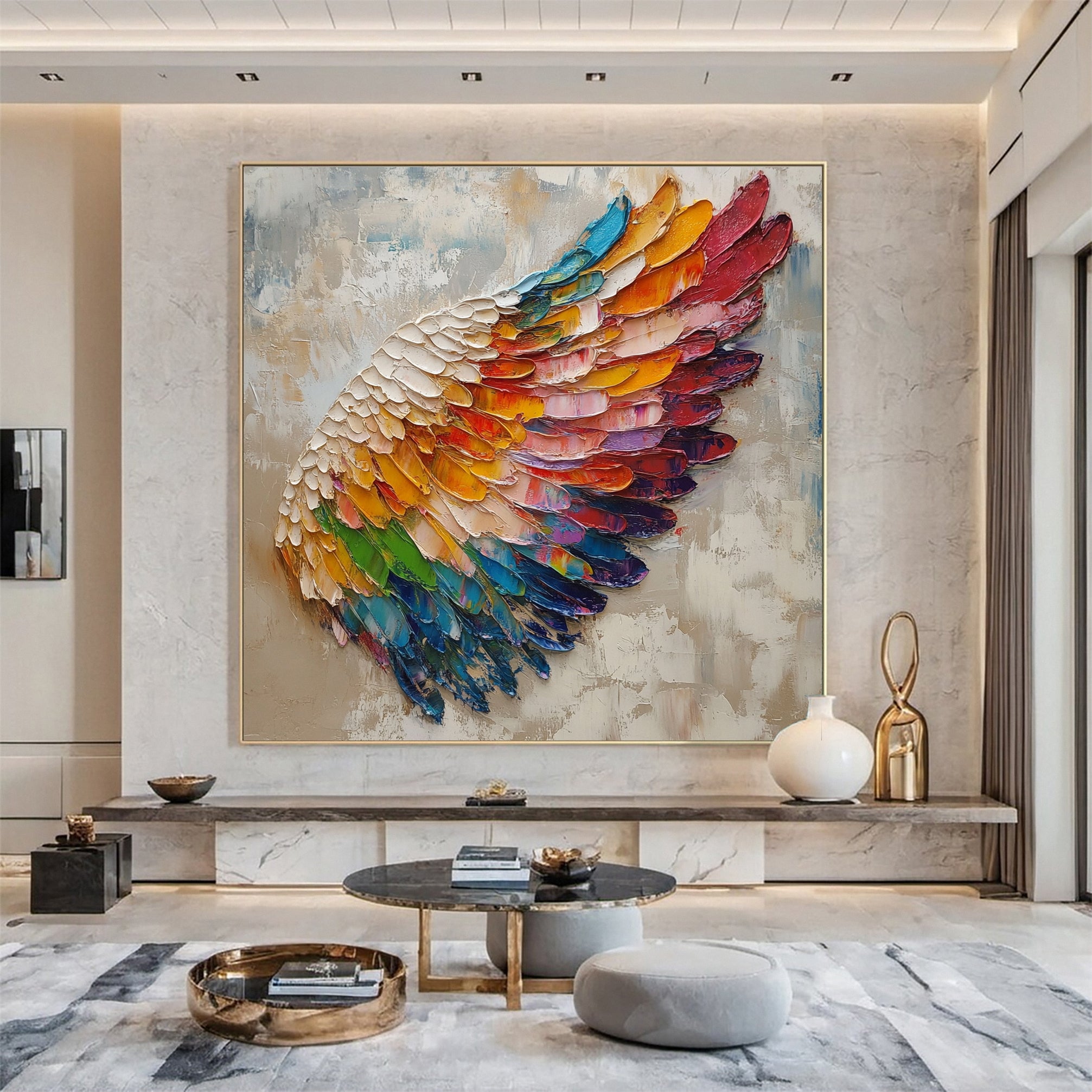 Spectrum Wing Large Colorful Feather Wall Art #MMA 155