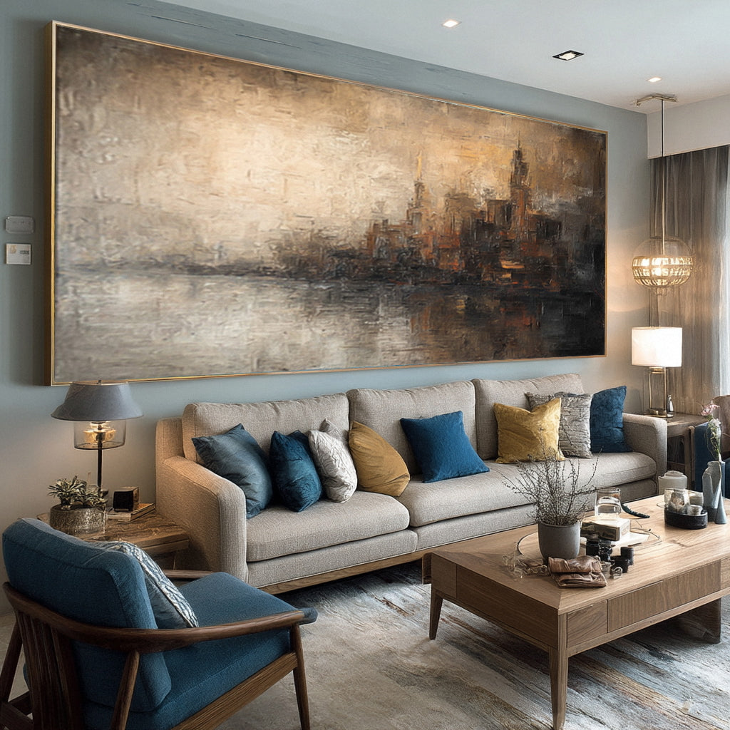Modern Abstract Canvas: Earth Tones & Gold Accents #AG 019