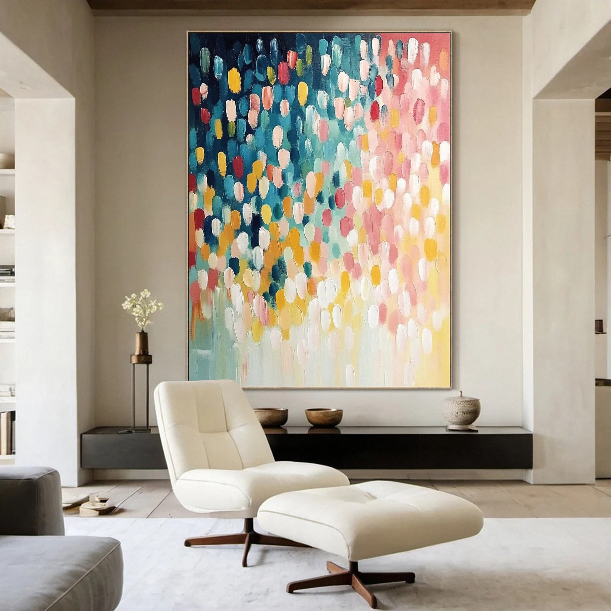 Vibrant Drip Large Colorful Dot Painting Modern Wall Art #MMA 157