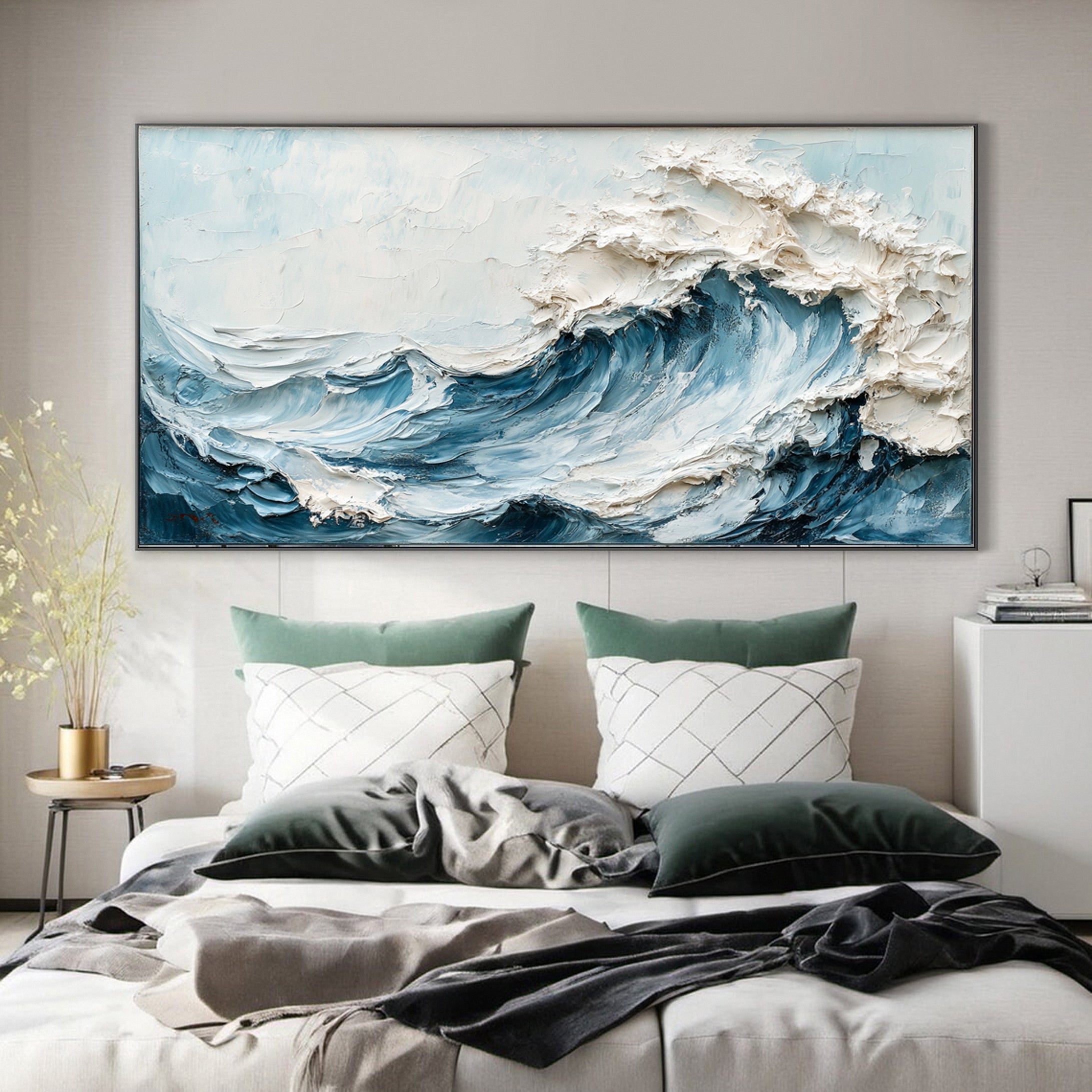 Abstract Seascape Canvas Textured Waves for Elegant Interiors #OS 021