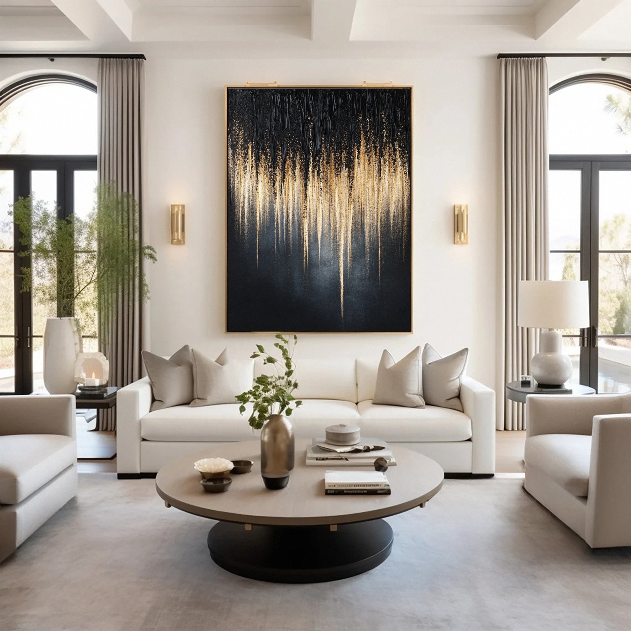 Large Black & Gold Textured Wall Art For Home Decor #MMA 149