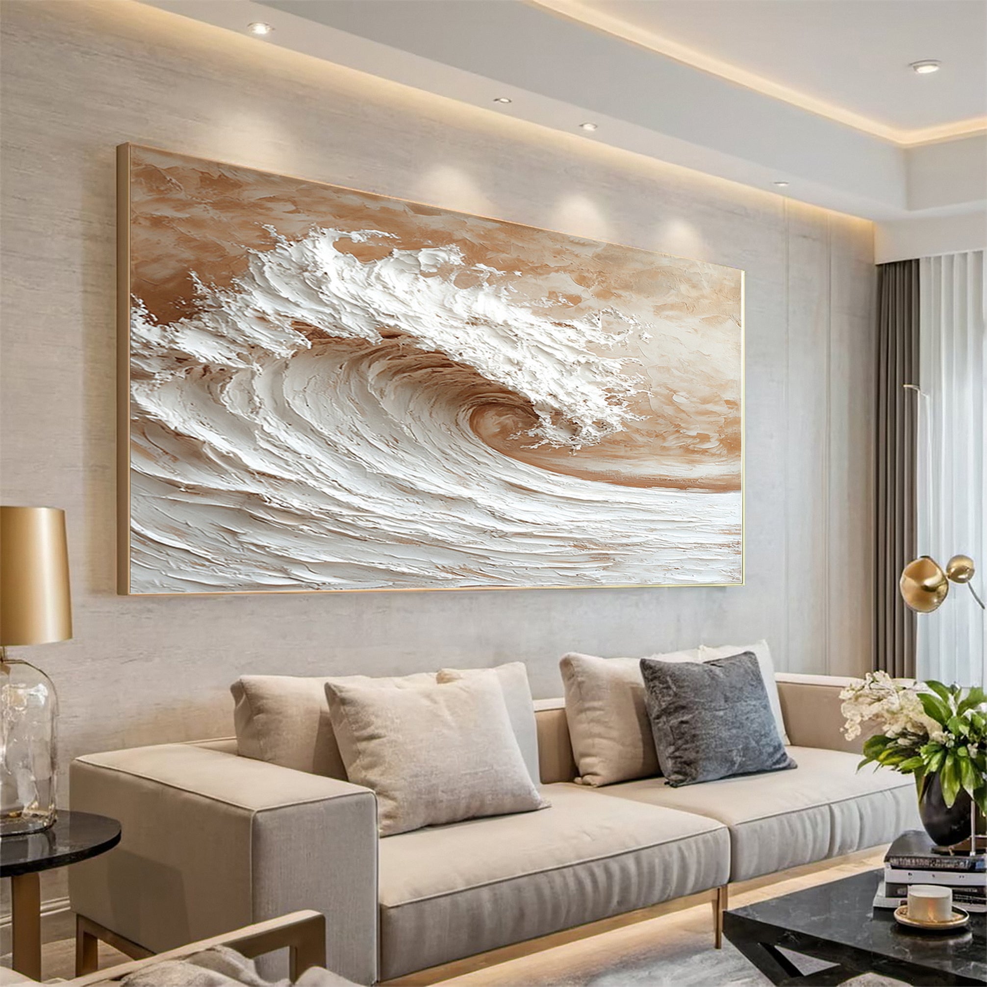Large 3D Wave Art Textured Ocean Painting #AG 038