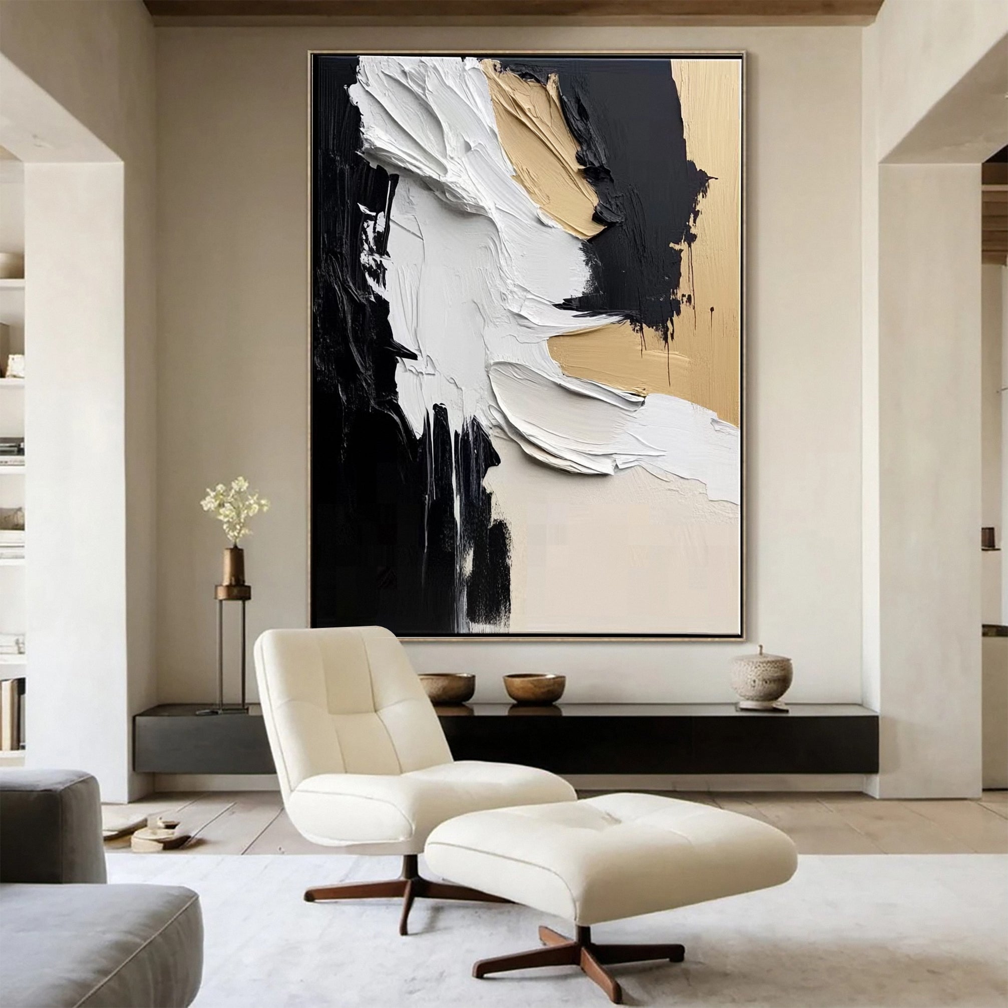 Modern Contrast Bold Abstract Canvas Art #MMA 134