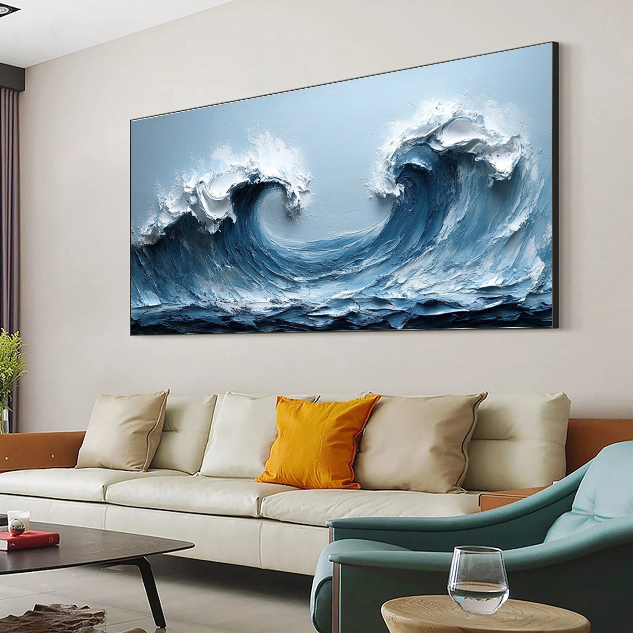 Abstract Seascape Canvas Textured Waves for Elegant Interiors #OS 018