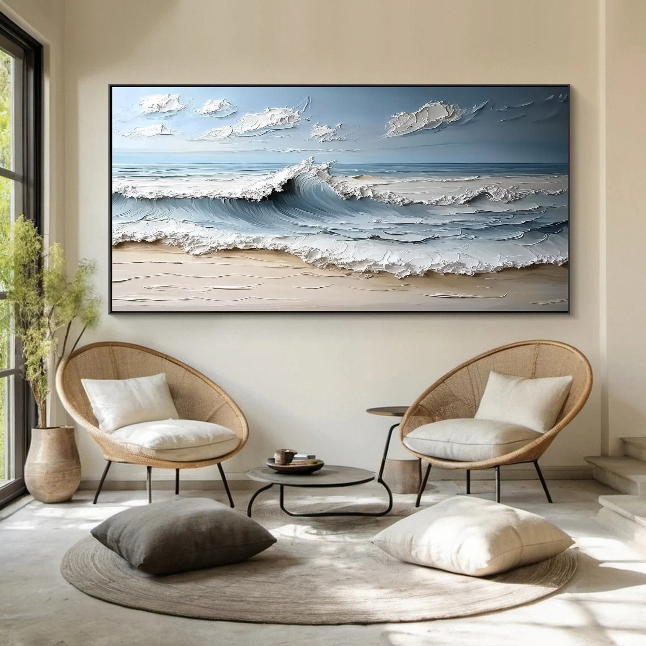 Abstract Seascape Canvas Textured Waves for Elegant Interiors #OS 023