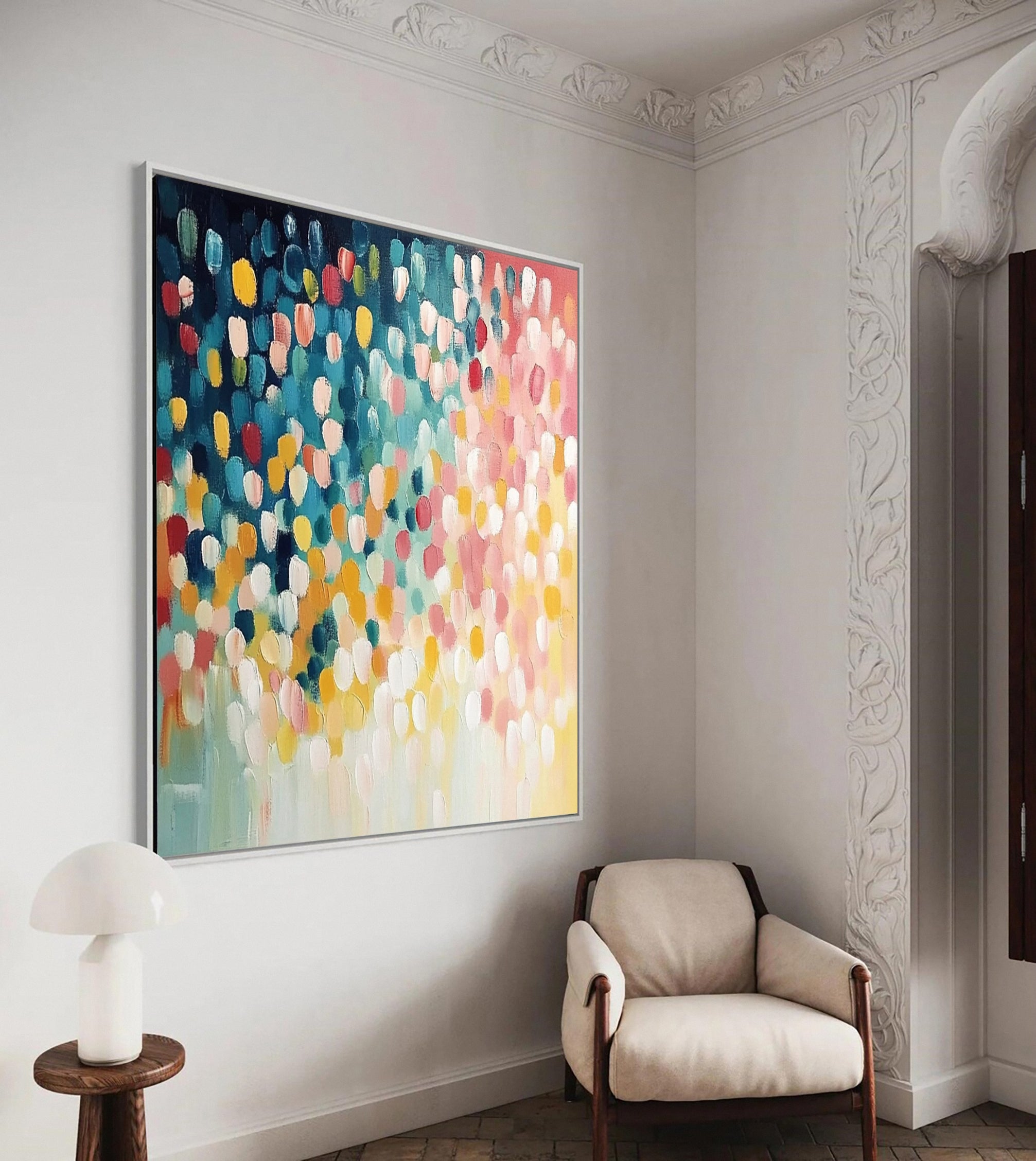 Vibrant Drip Large Colorful Dot Painting Modern Wall Art #MMA 157