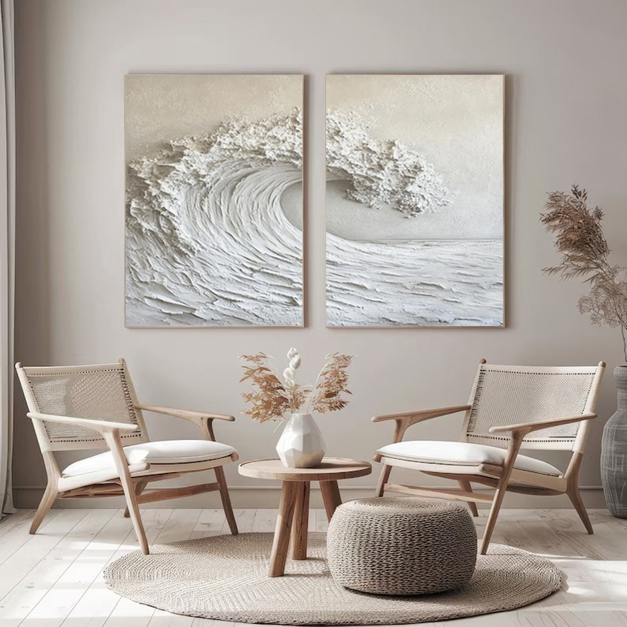 Marine Majesty Large Wall Canvas Set Captivating Sea Waves #OS 012