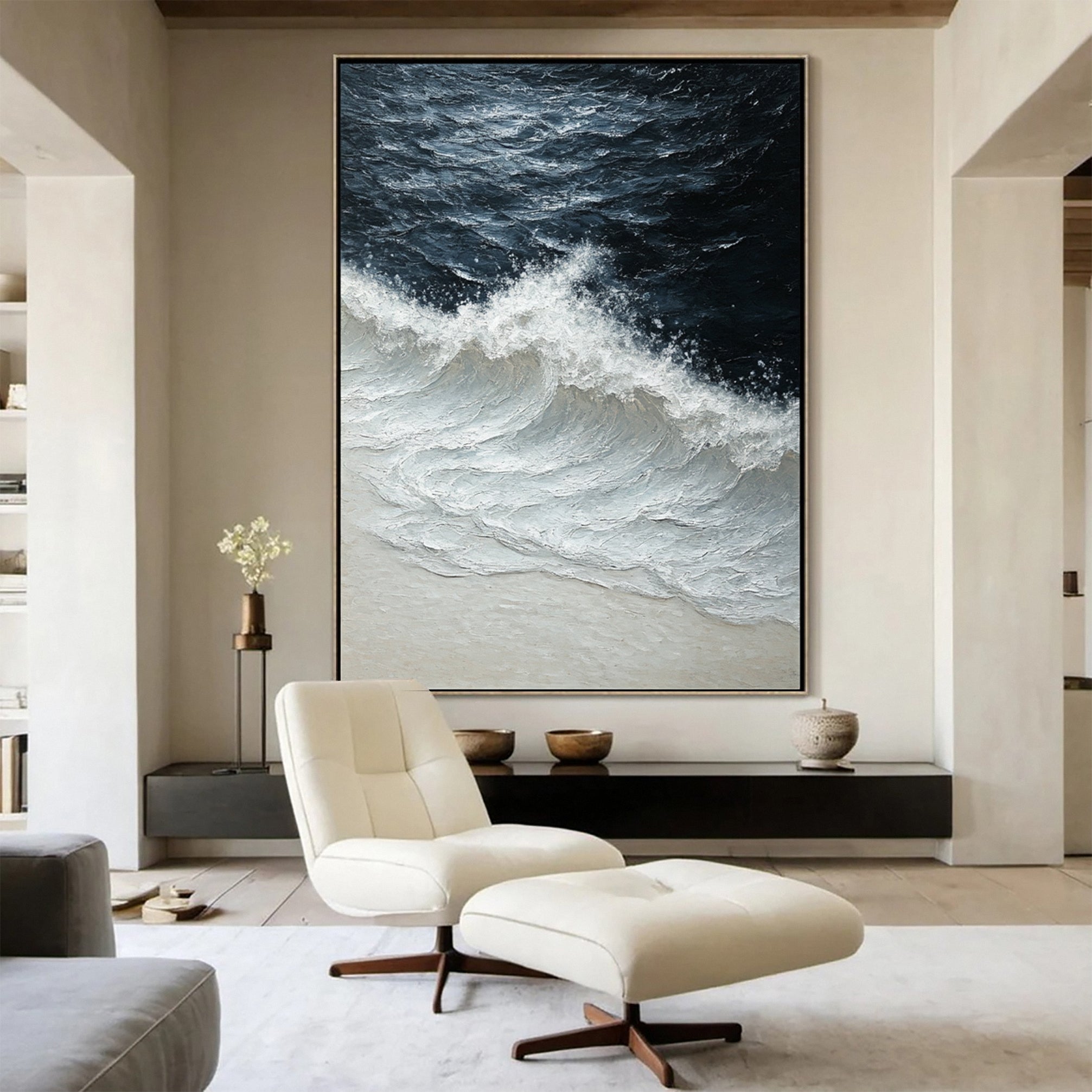 Wave Crescendo Large Textured Ocean Wall Art #OS 037