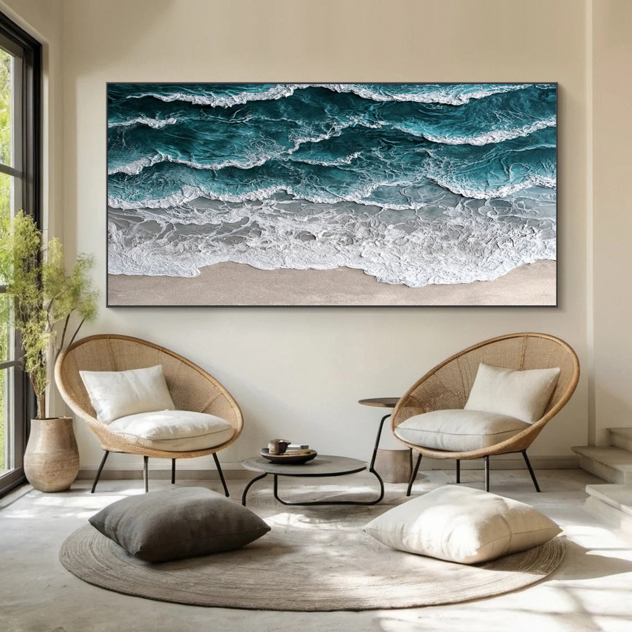 Coastal Serenity Wall Art Dynamic Ocean Waves Canvas #OS 006