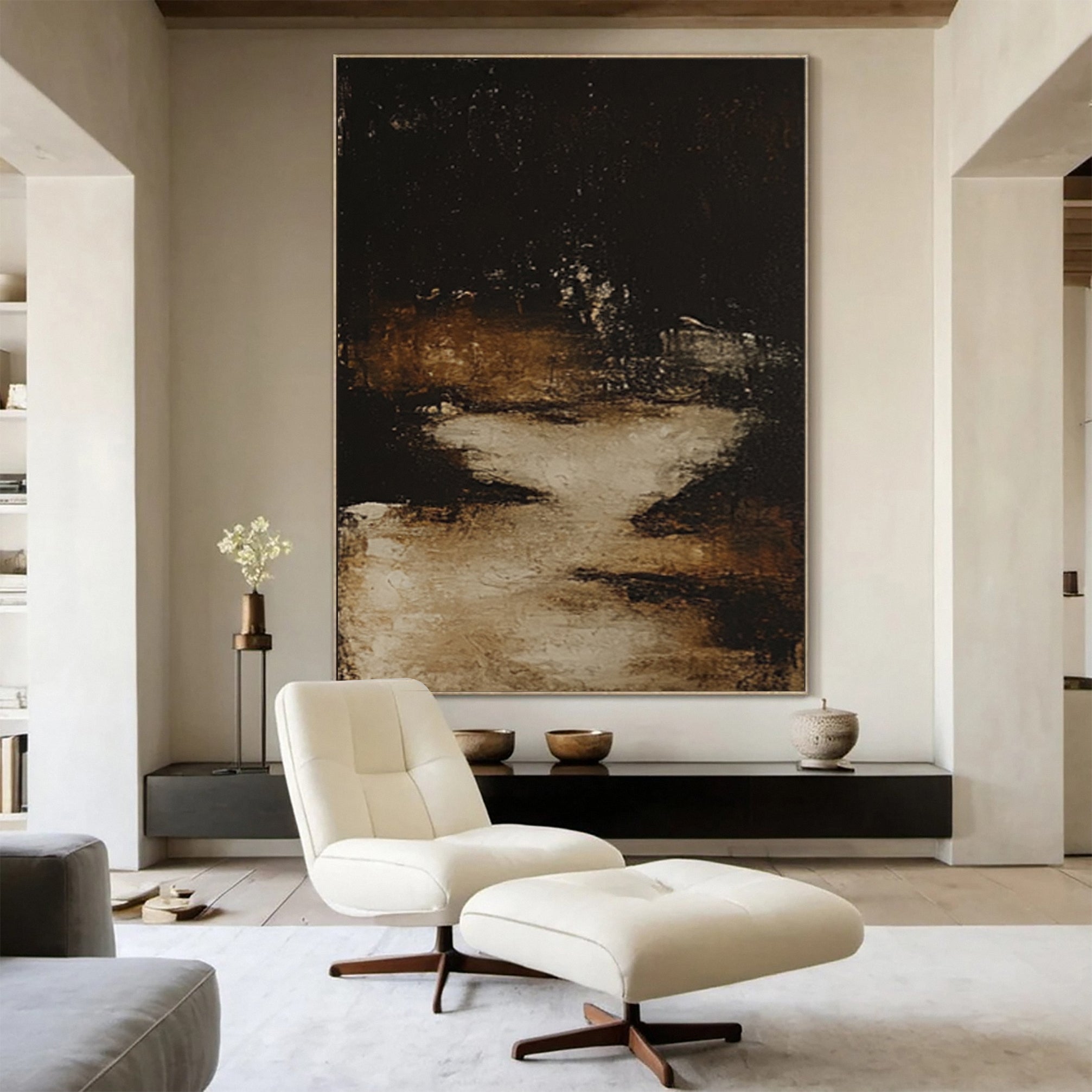 Golden Depths Modern Black and Gold Canvas Art #MMA 150