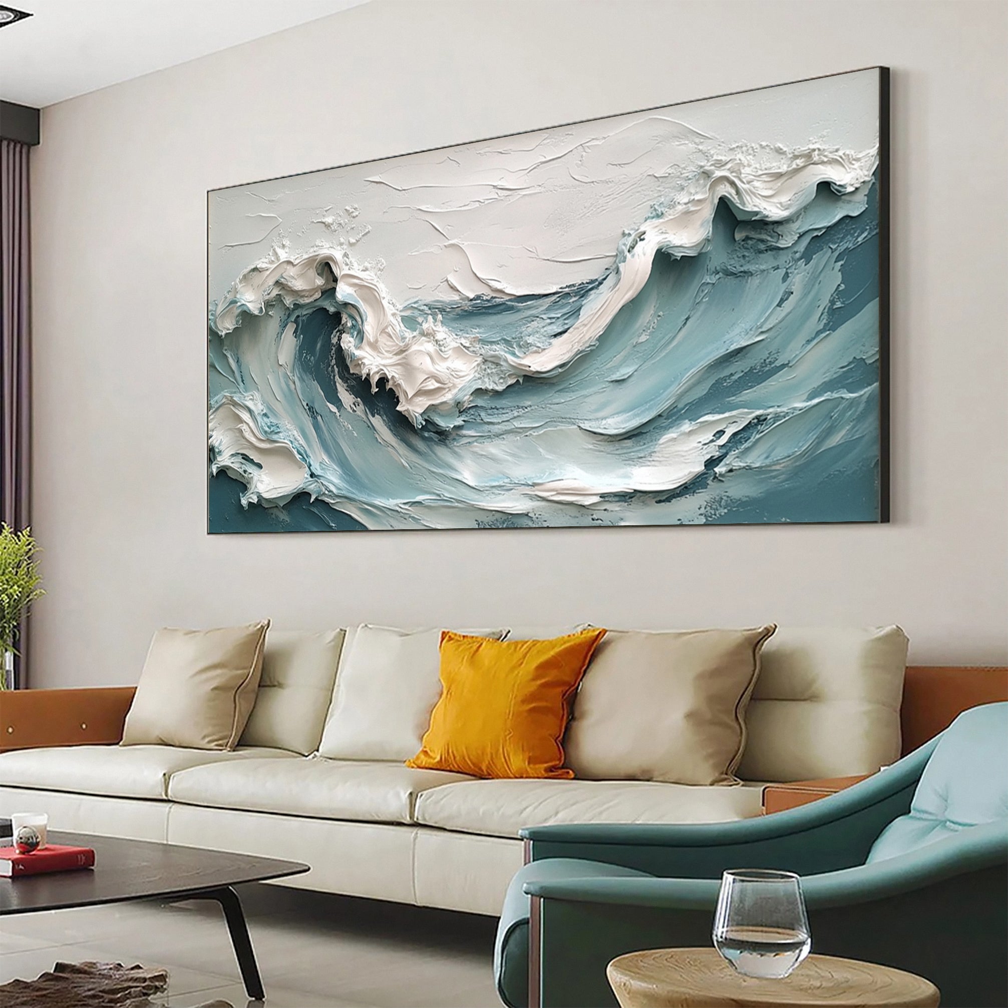 Abstract Seascape Canvas Textured Waves for Elegant Interiors #OS 017