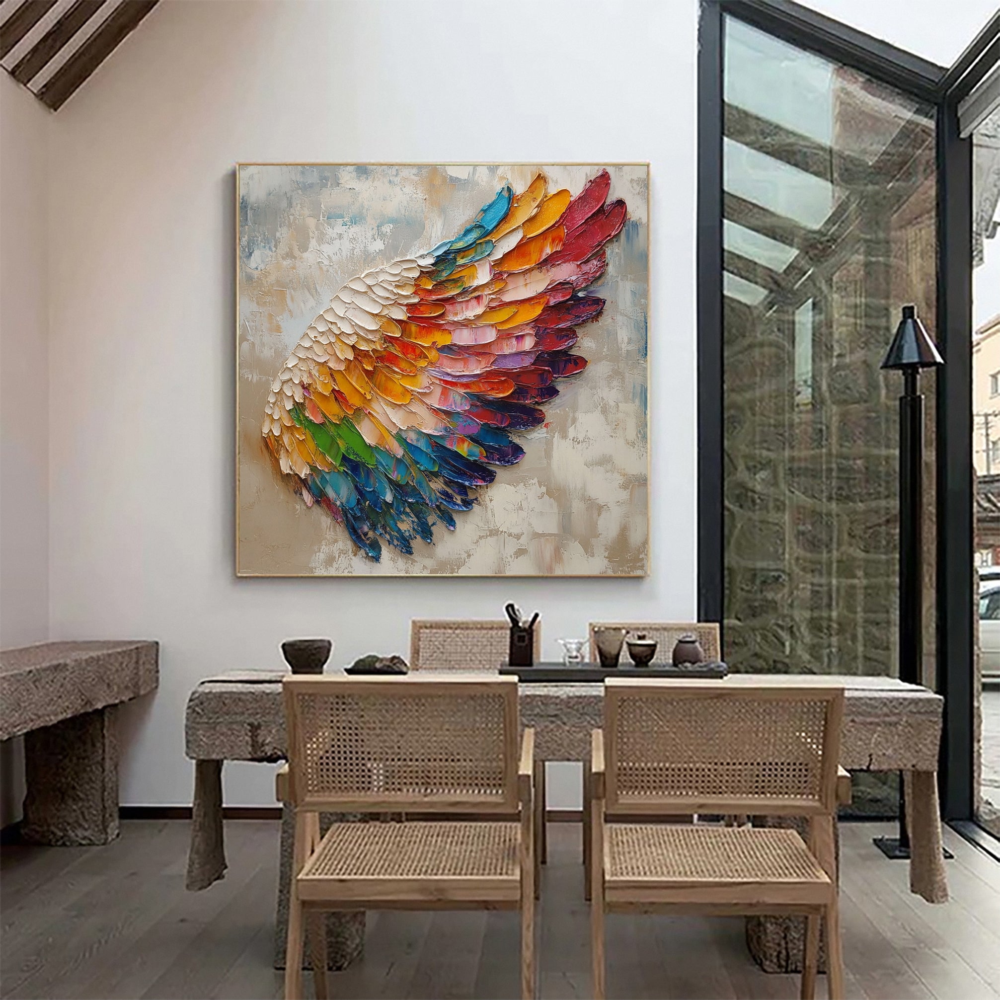 Spectrum Wing Large Colorful Feather Wall Art #MMA 155