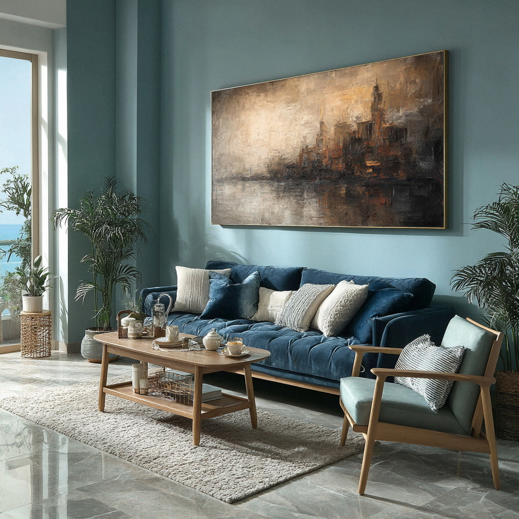 Modern Abstract Canvas: Earth Tones & Gold Accents #AG 019