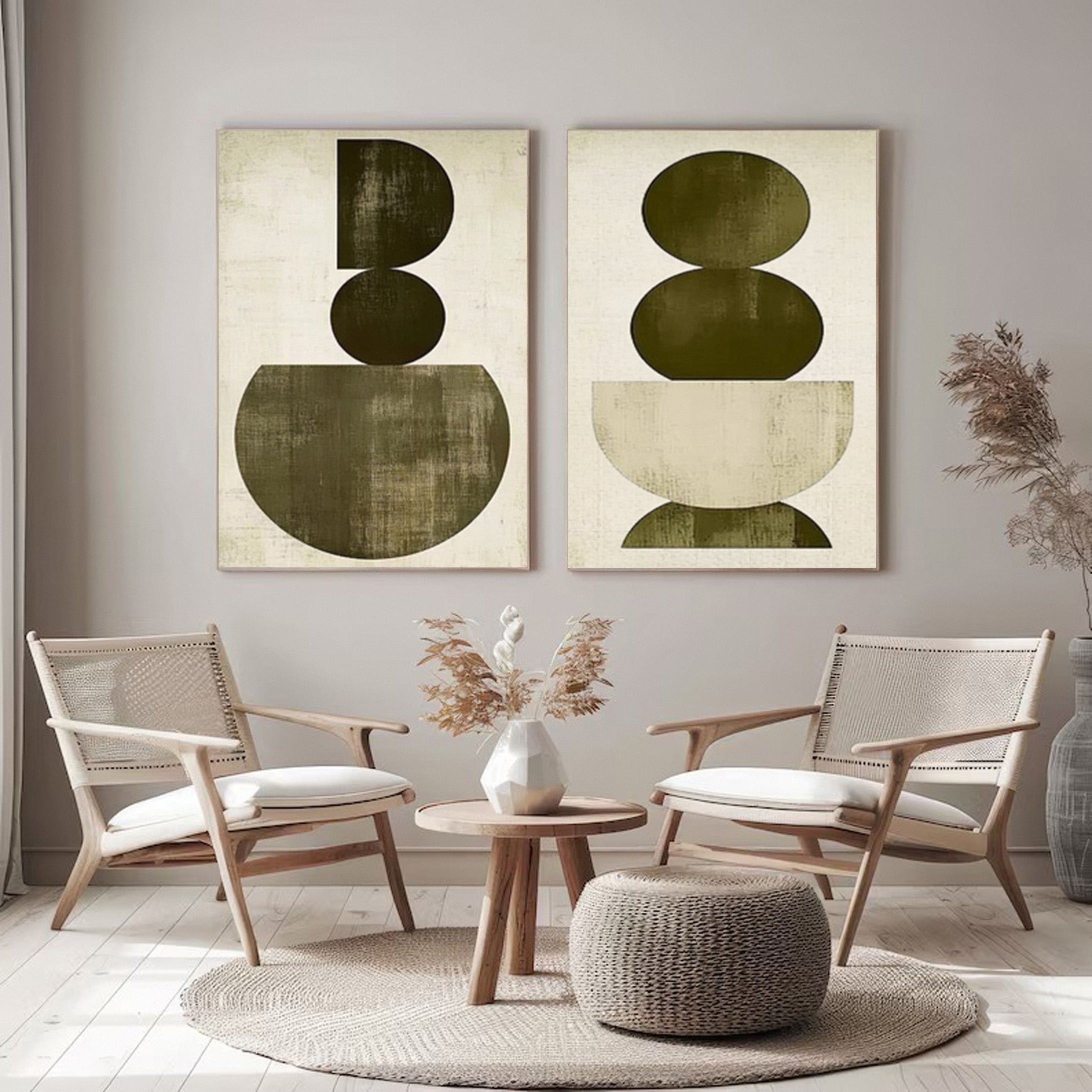 Modern Abstract Geometric Wabi Sabi Wall Art Set Of 2 #MMAS 058