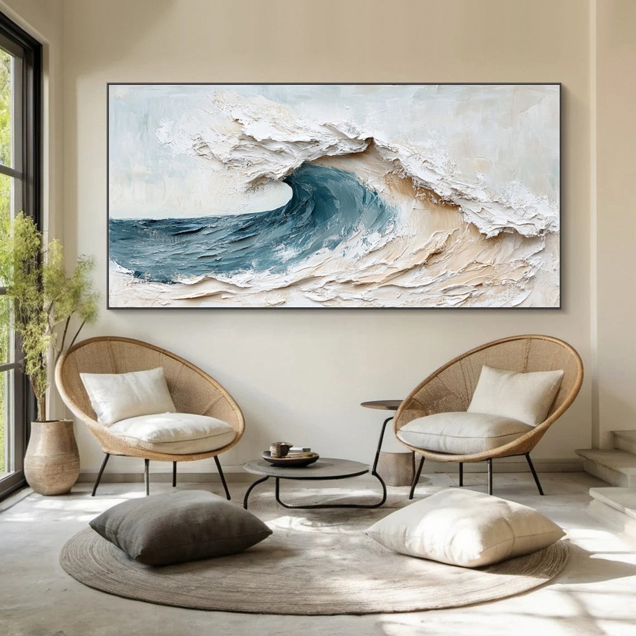 Abstract Seascape Canvas Textured Waves for Elegant Interiors #OS 019