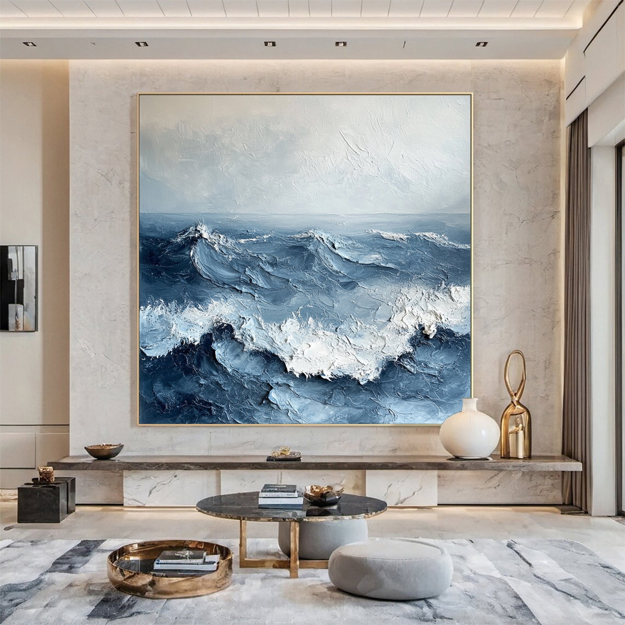 Marine Majesty Large Wall Canvas Captivating Sea Waves #OS 034