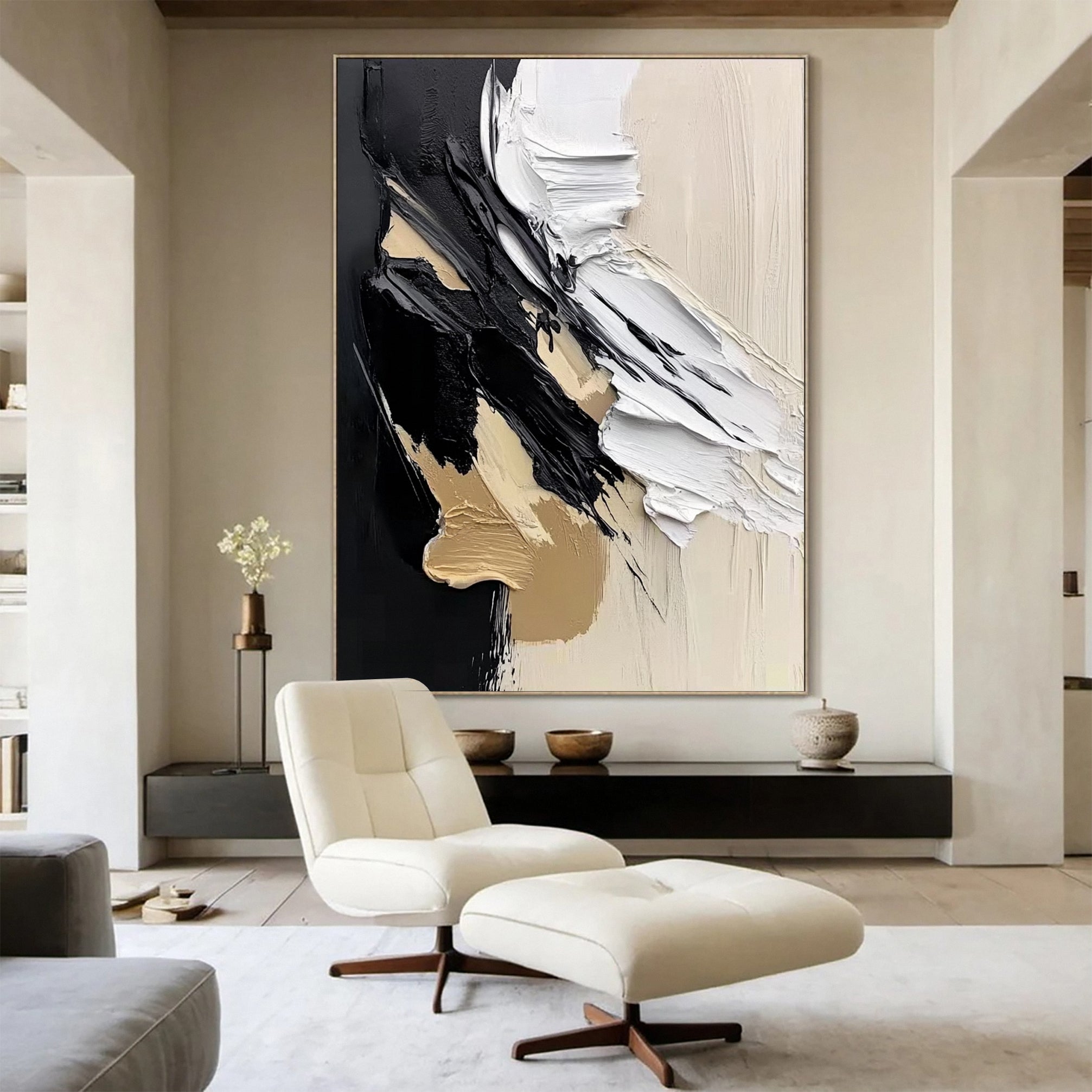 Modern Contrast Bold Abstract Canvas Art #MMA 152