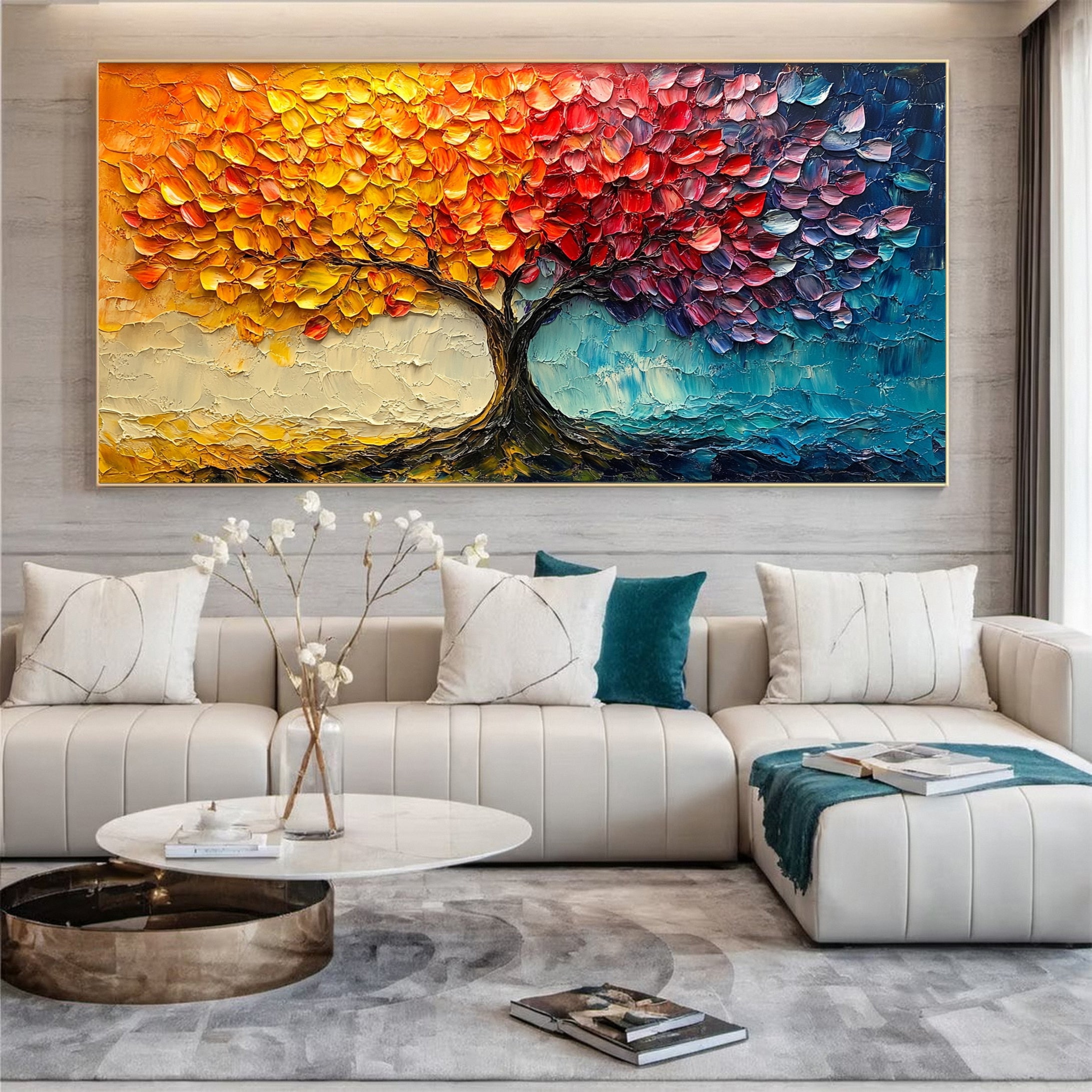 Modern Large Colorful Tree Wall Art #FT 027