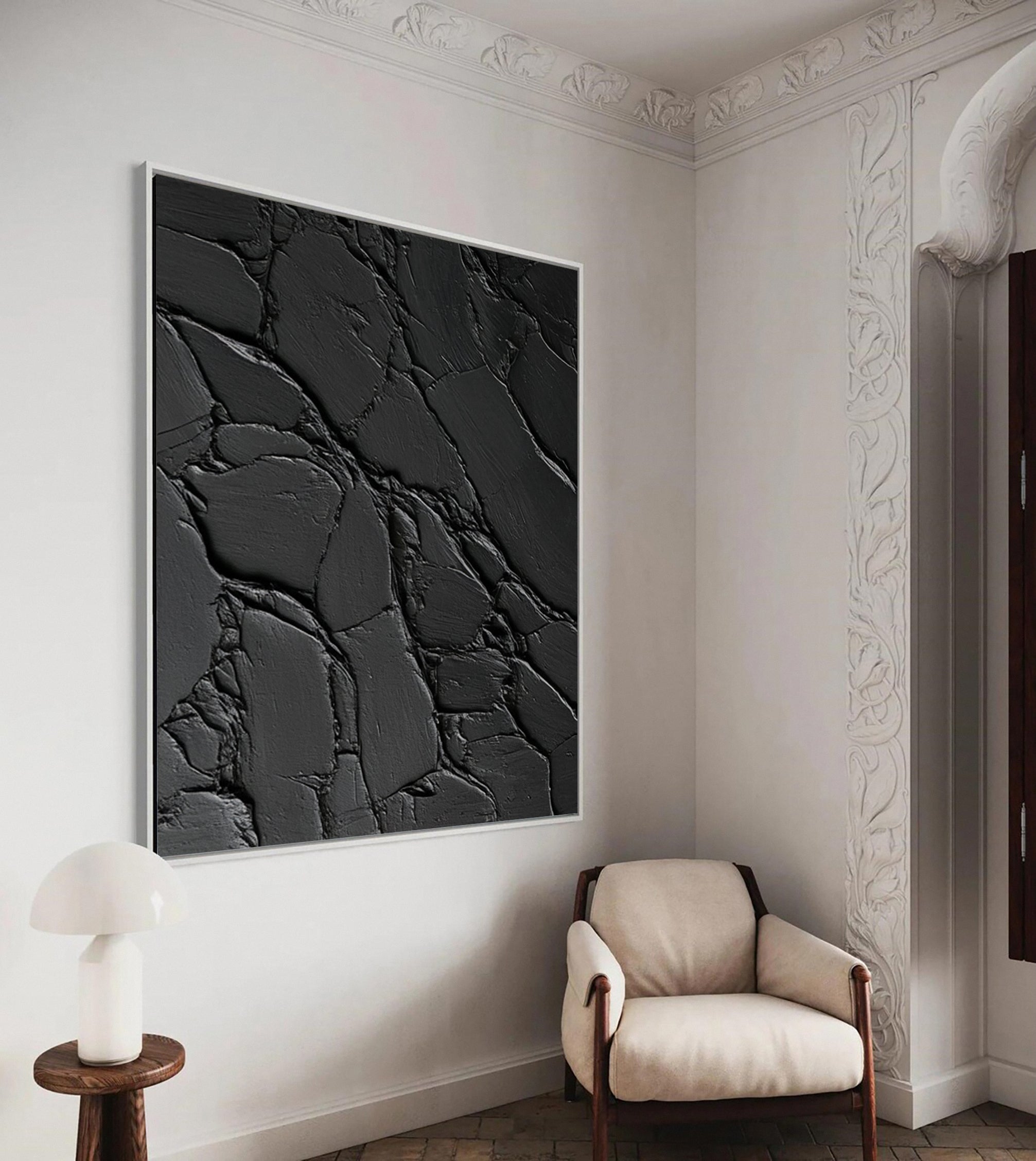 Sleek Elegance Contemporary Large Black Textured Wall Art #MMA 119