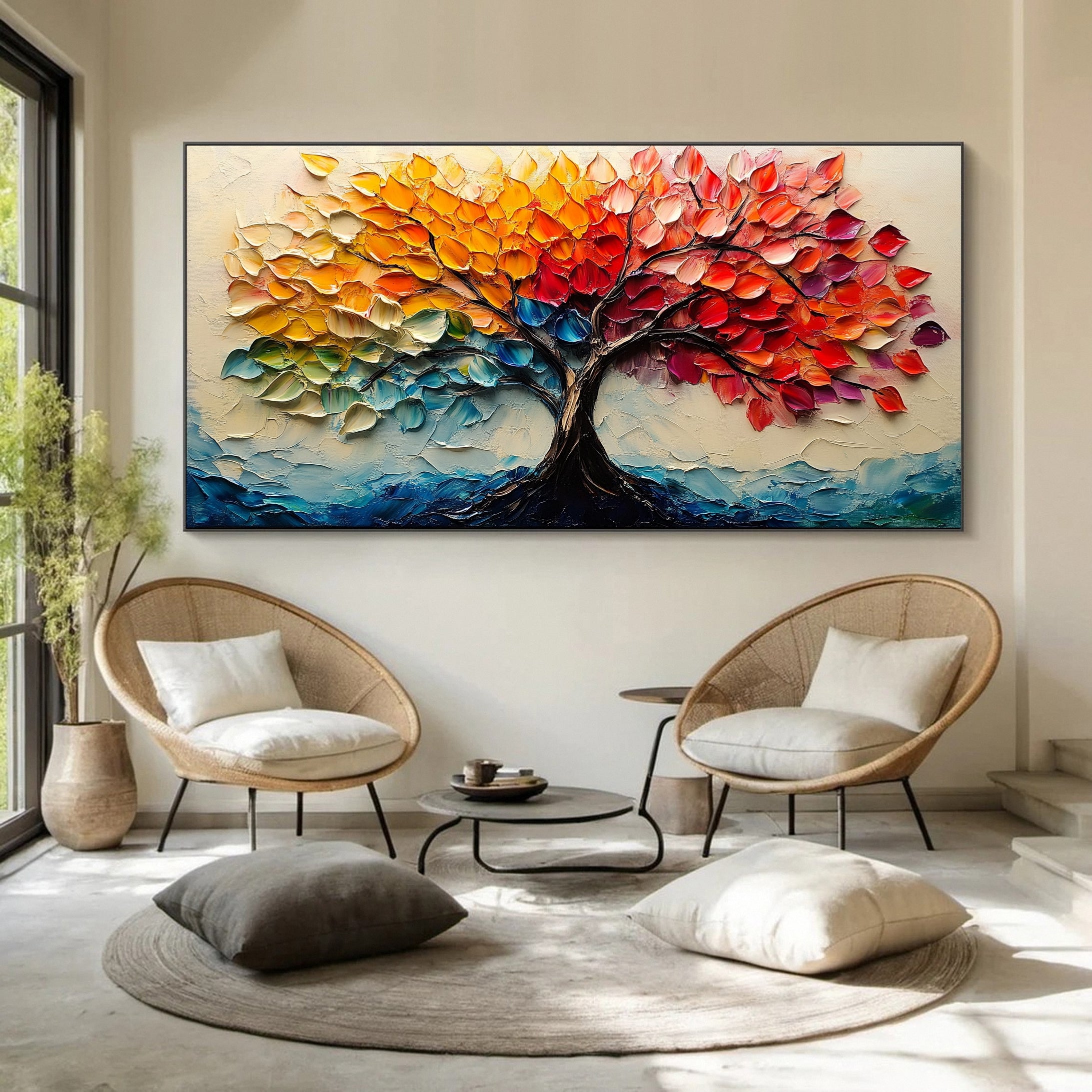 Modern Large Colorful Tree Wall Art #FT 028