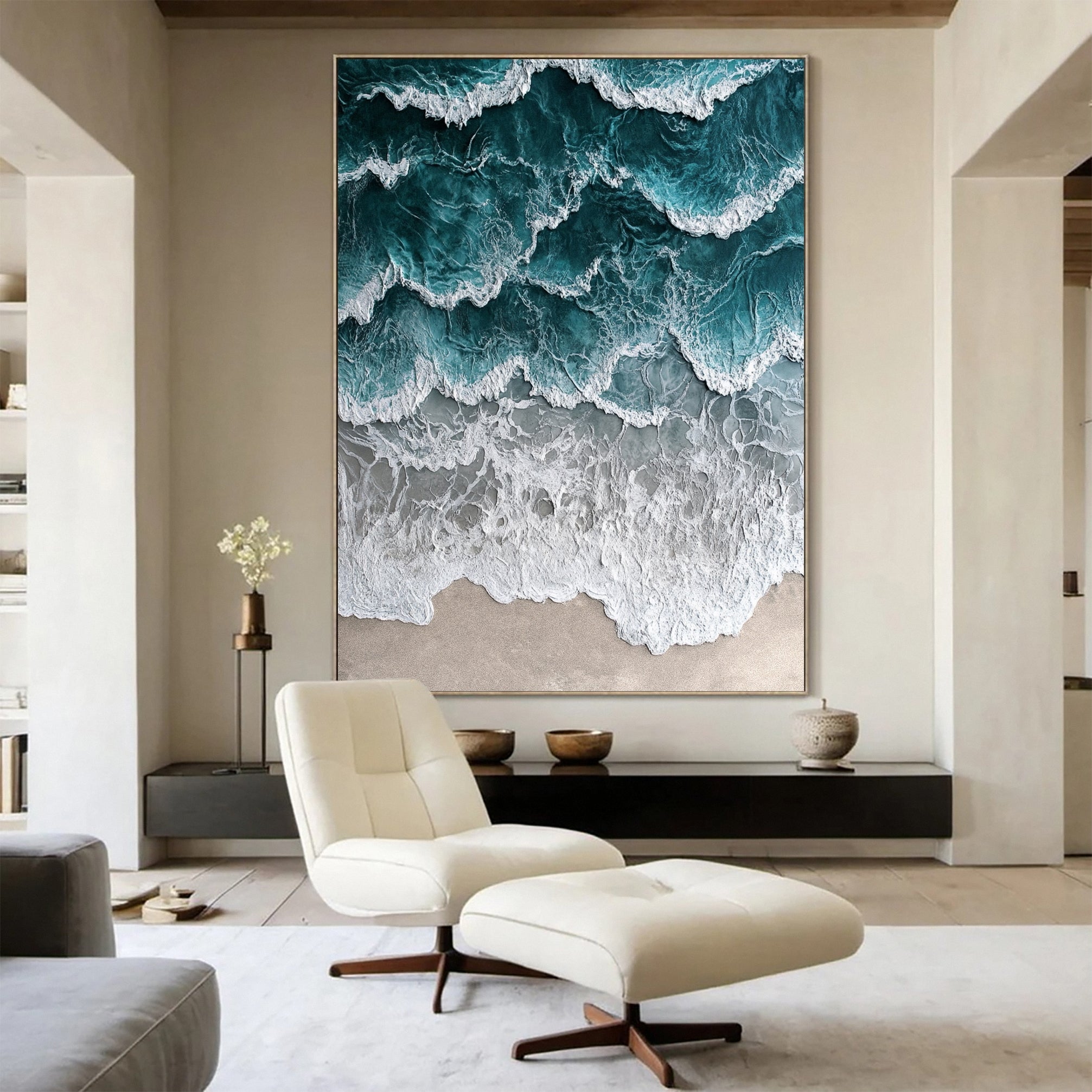 Coastal Serenity Wall Art Dynamic Ocean Waves Canvas #OS 009