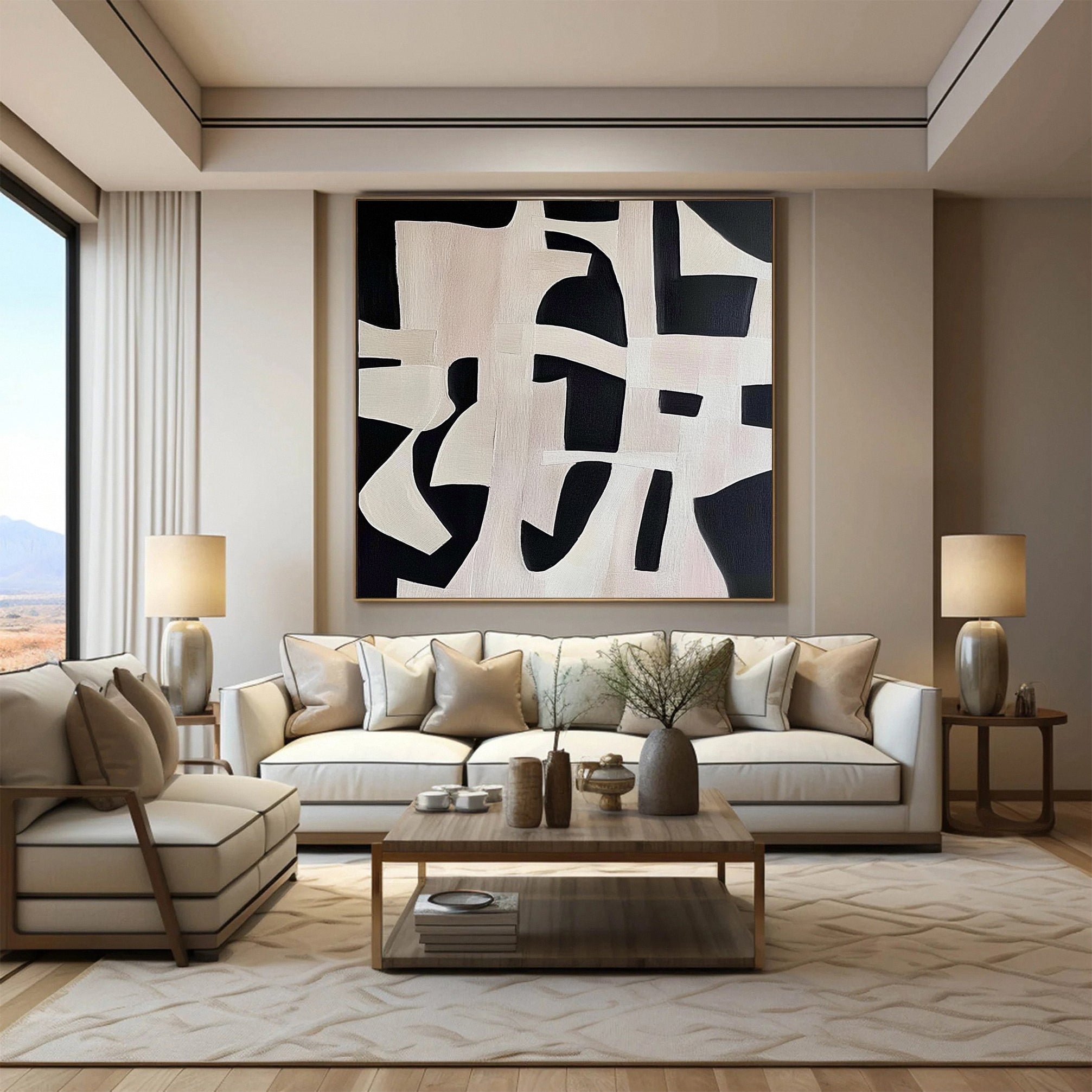 Modern Contrast Wabi Sabi Abstract Canvas Wall Art #MMA 146