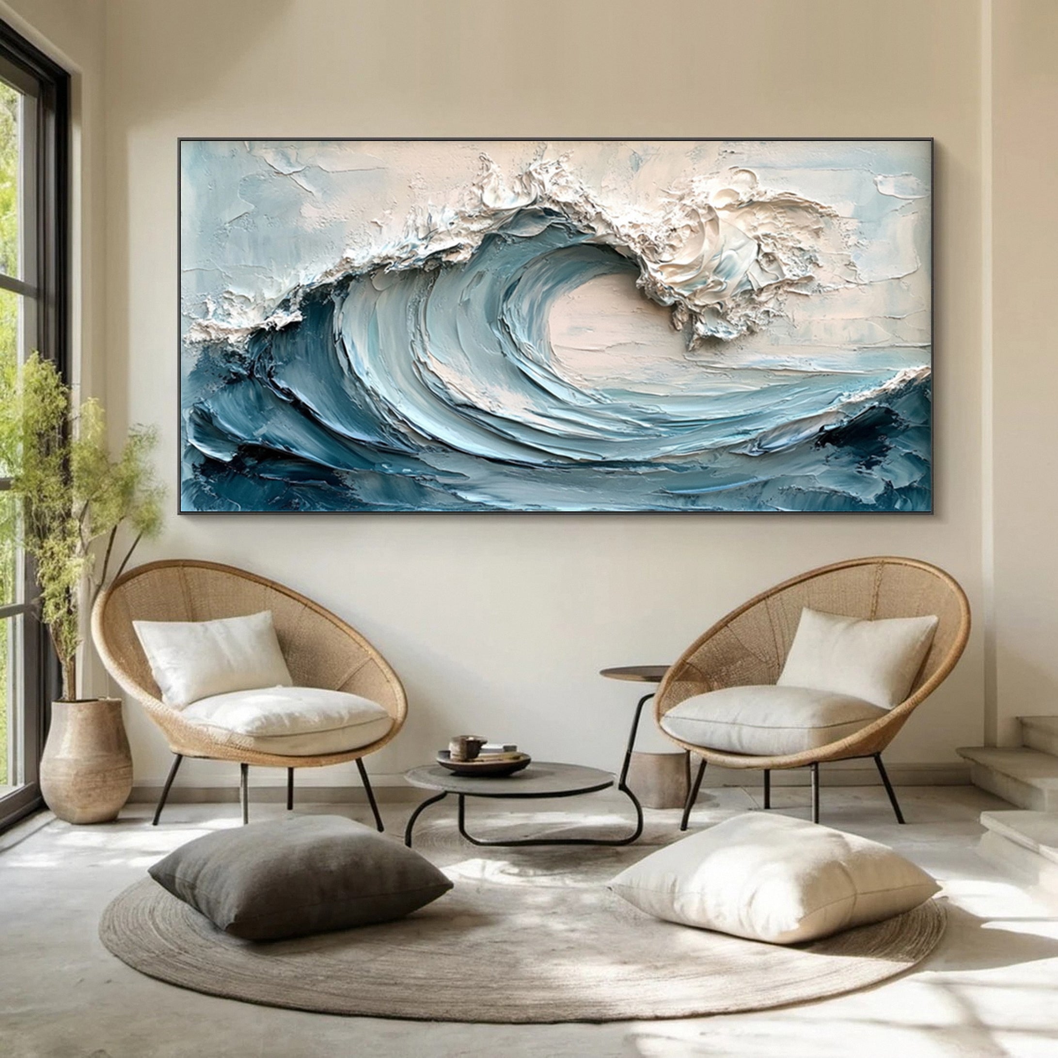 Abstract Seascape Canvas Textured Waves for Elegant Interiors #OS 022