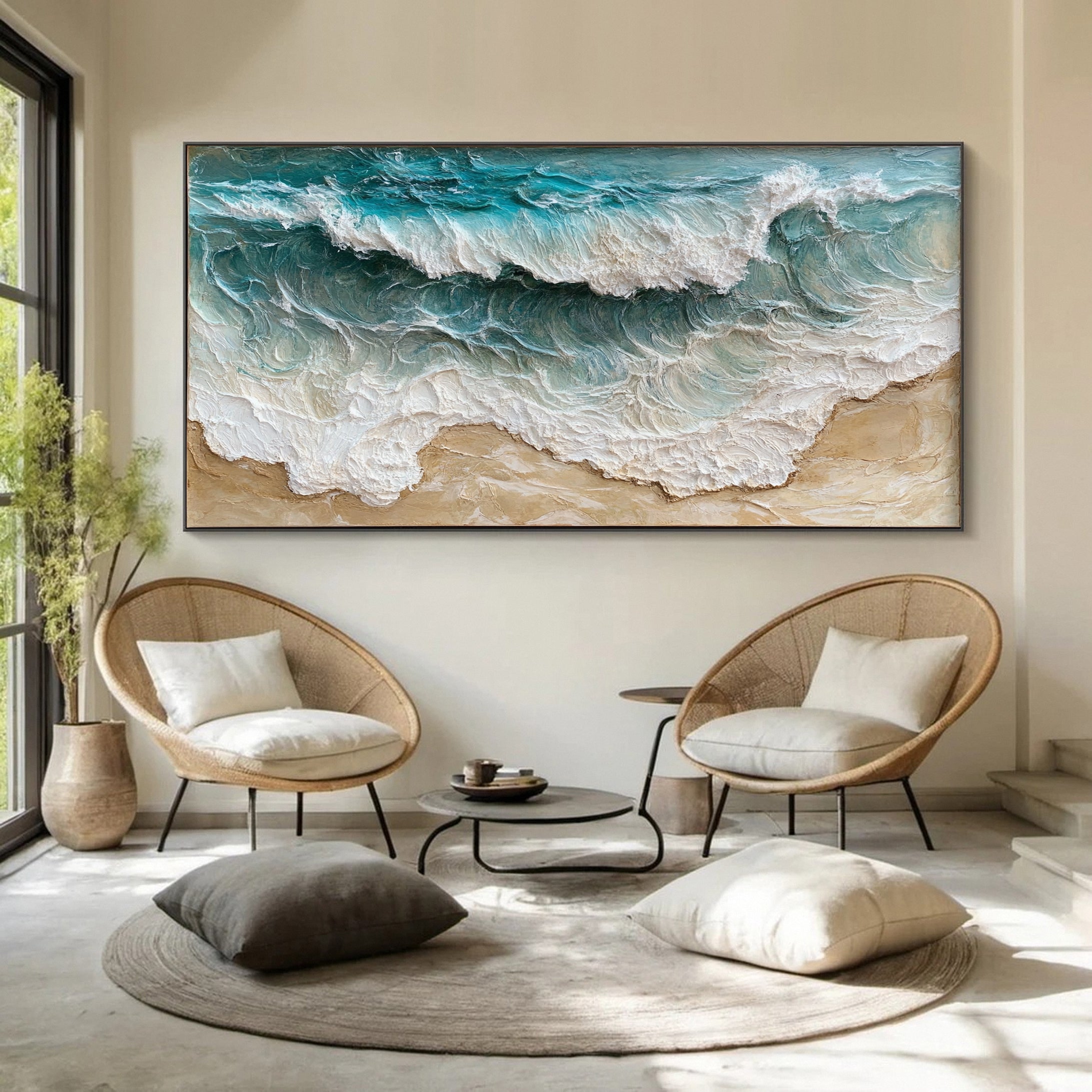 Abstract Seascape Canvas Textured Waves for Elegant Interiors #OS 024