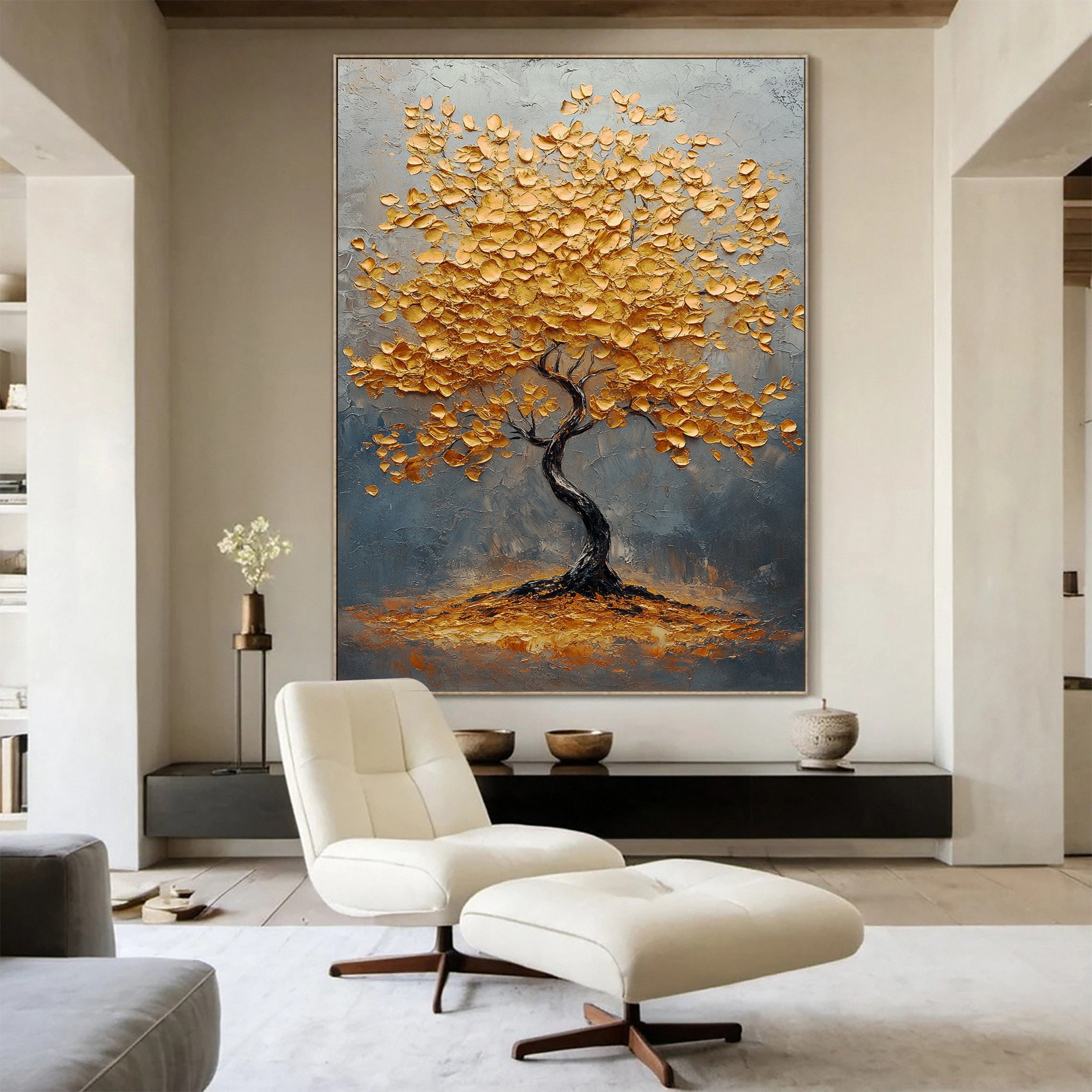 Autumn Whisper Large Colorful Tree Landscape Art #FT 040