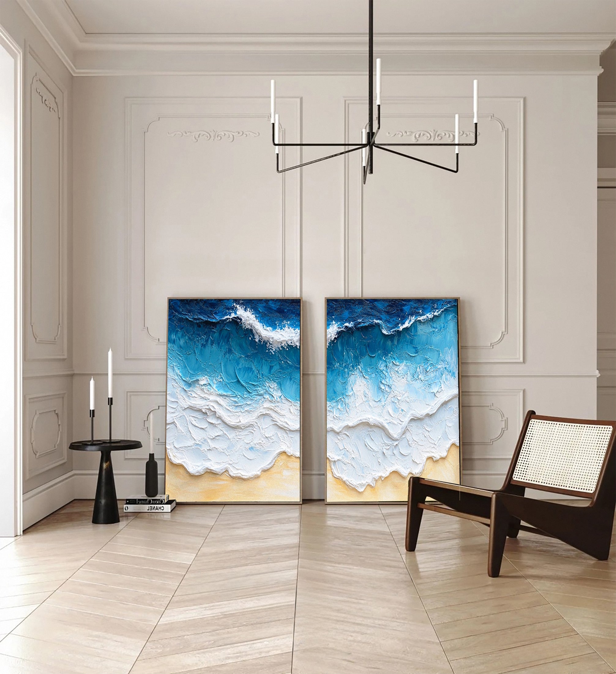 Marine Majesty Large Wall Canvas Set Captivating Sea Waves #OS 011