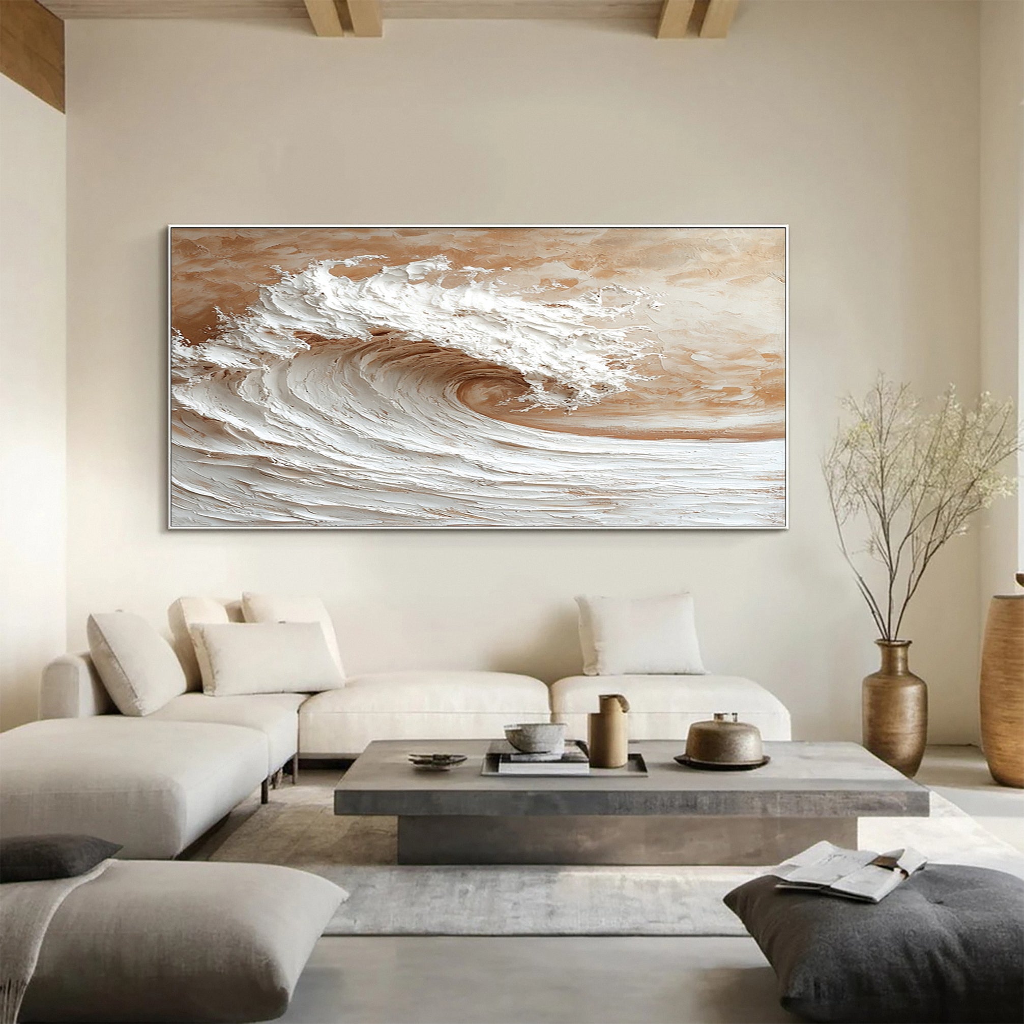 Large 3D Wave Art Textured Ocean Painting #AG 038