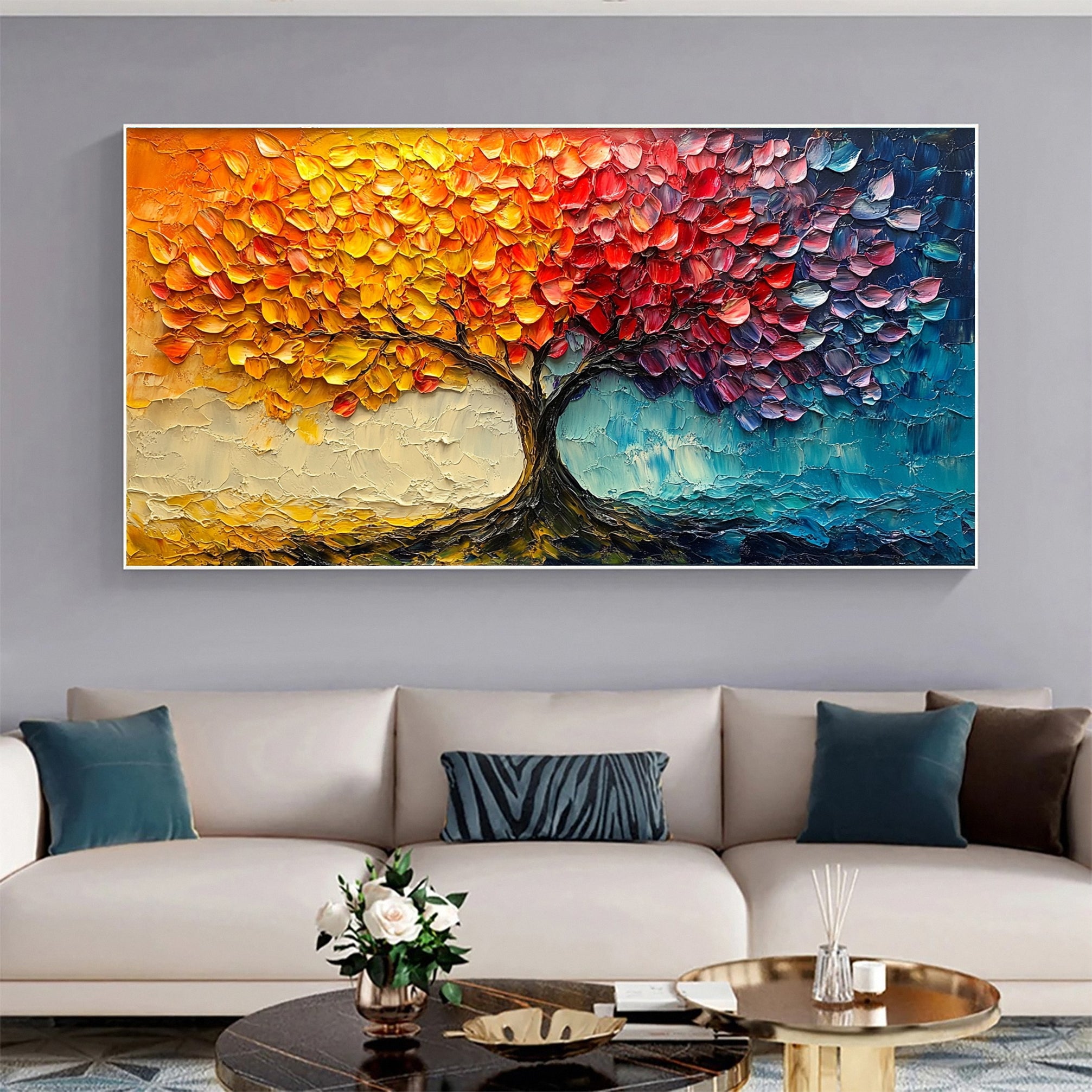 Modern Large Colorful Tree Wall Art #FT 027