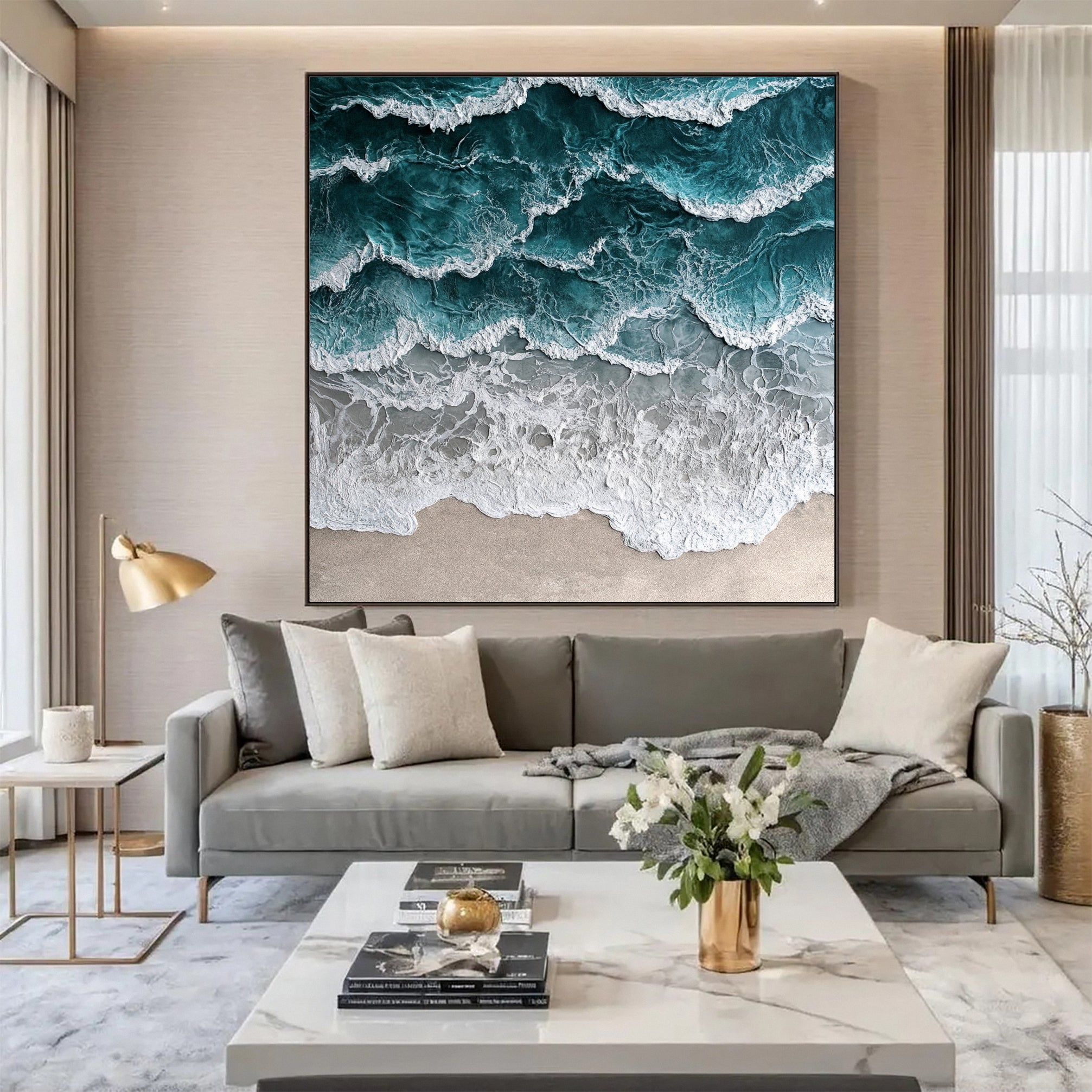 Marine Majesty Large Wall Canvas Captivating Sea Waves #OS 010