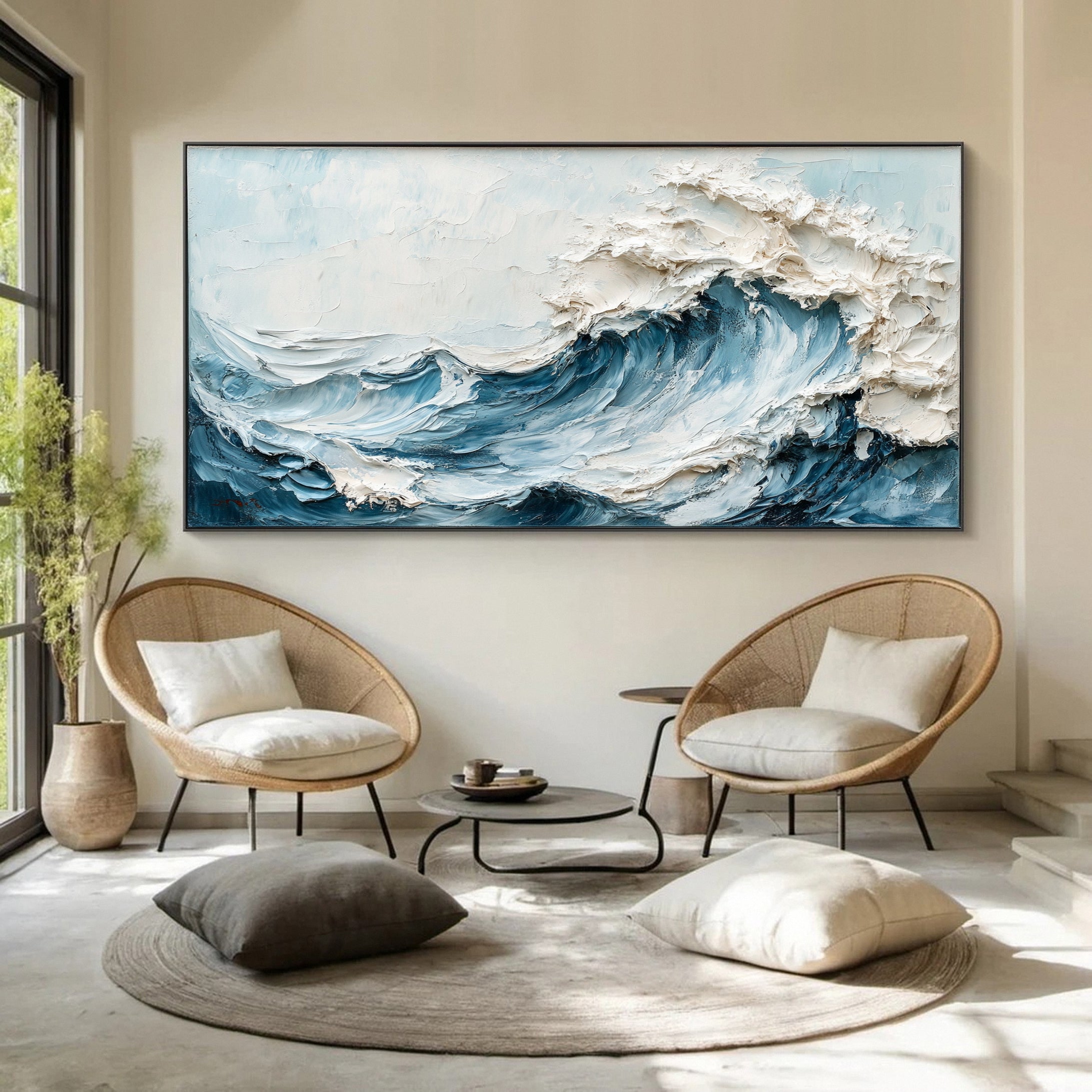 Abstract Seascape Canvas Textured Waves for Elegant Interiors #OS 021