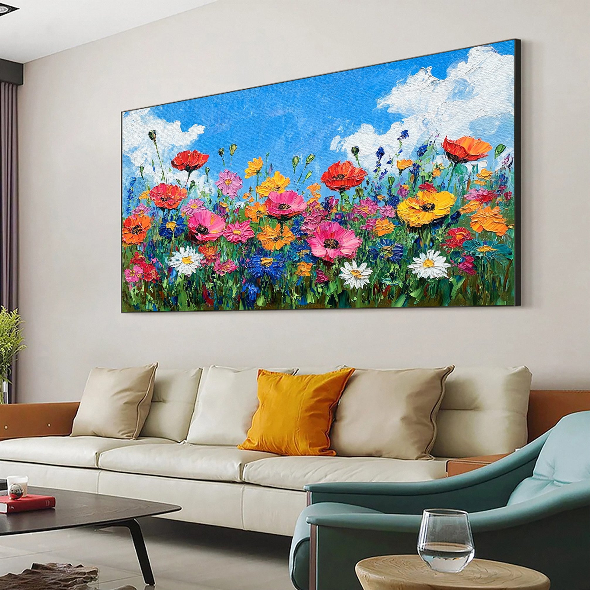 Bloom Horizon Textured Floral Oil Painting Colorful Wall Art #FT 023