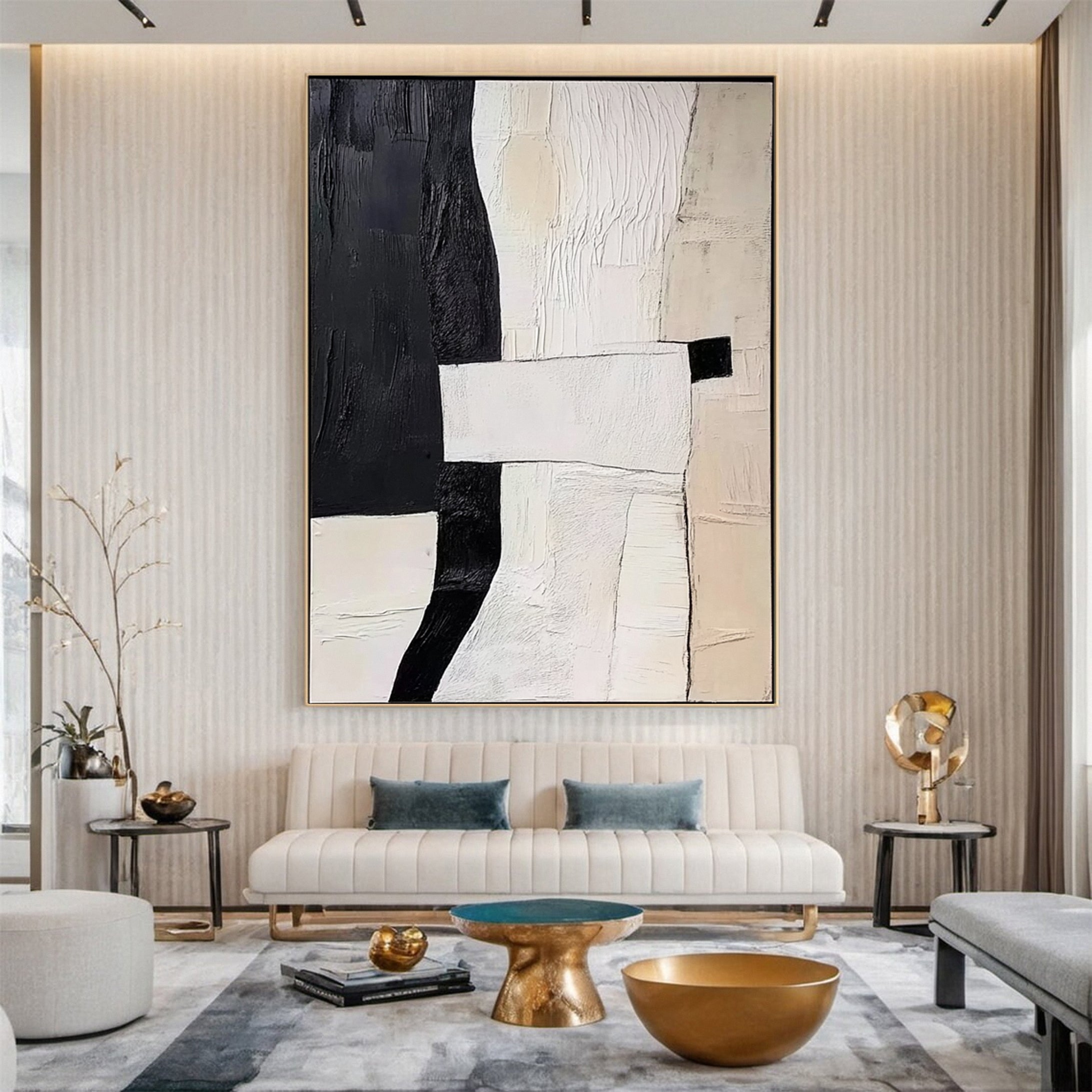 Modern Contrast Wabi Sabi Abstract Canvas Art #MMA 145