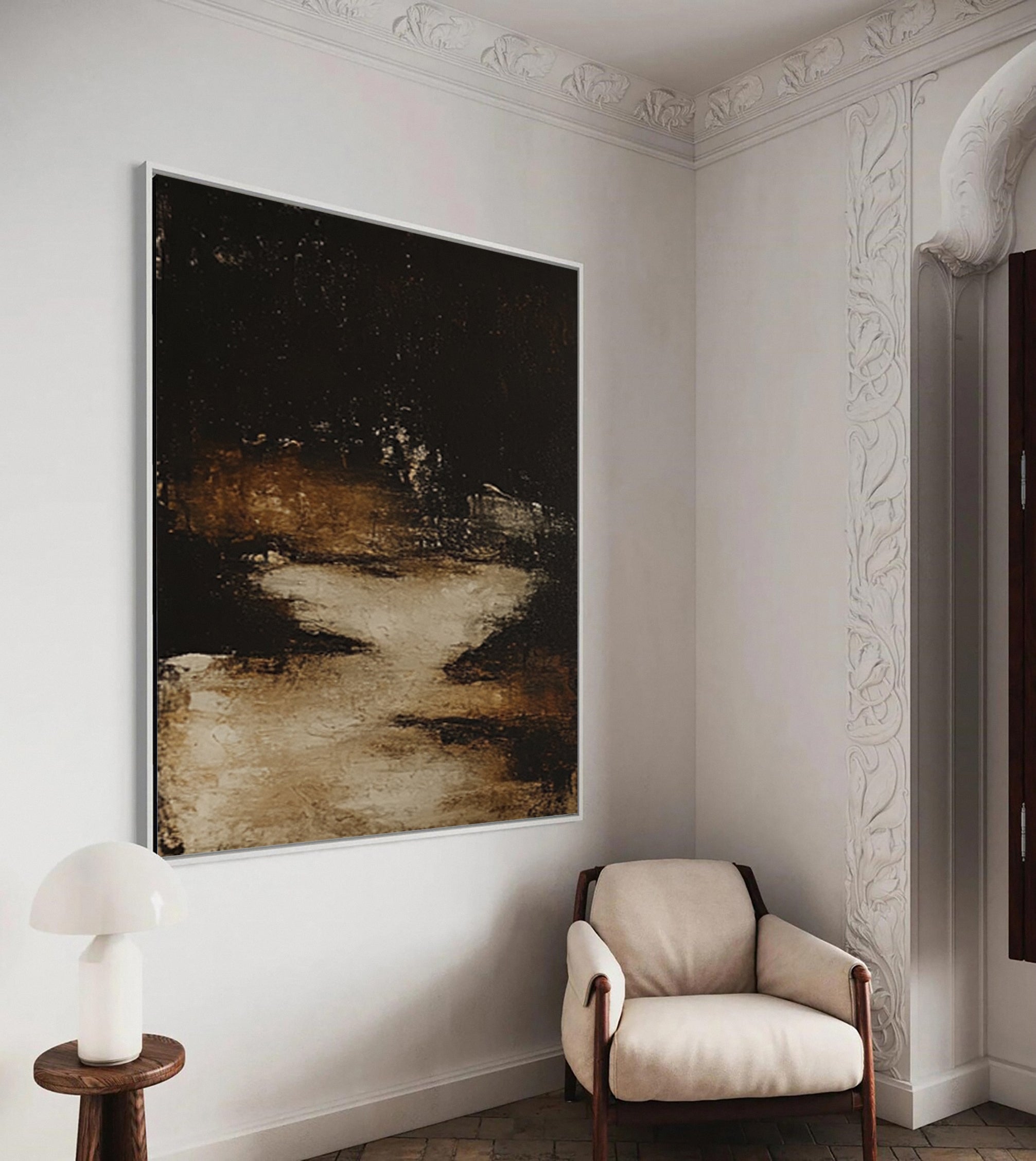 Golden Depths Modern Black and Gold Canvas Art #MMA 150