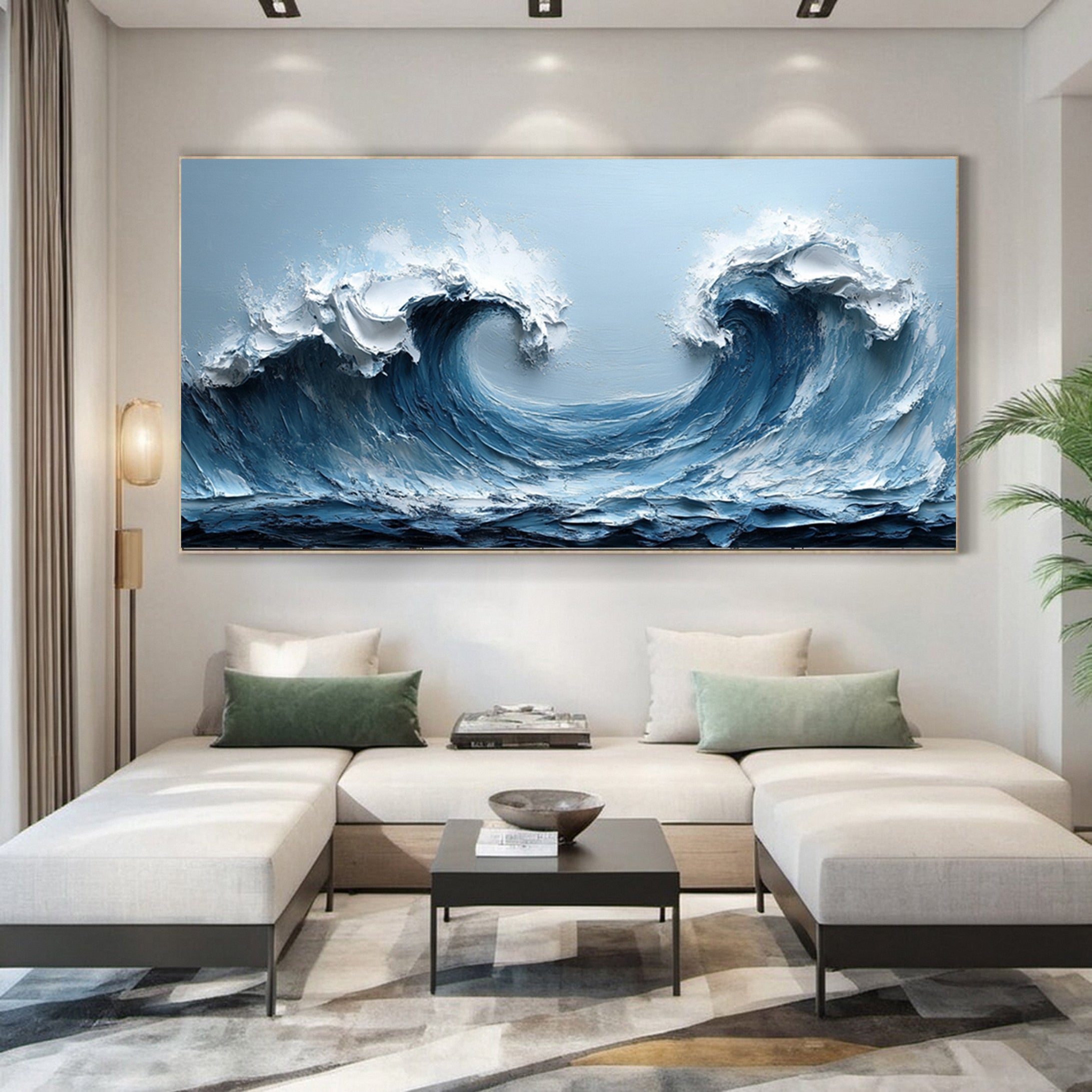 Abstract Seascape Canvas Textured Waves for Elegant Interiors #OS 018