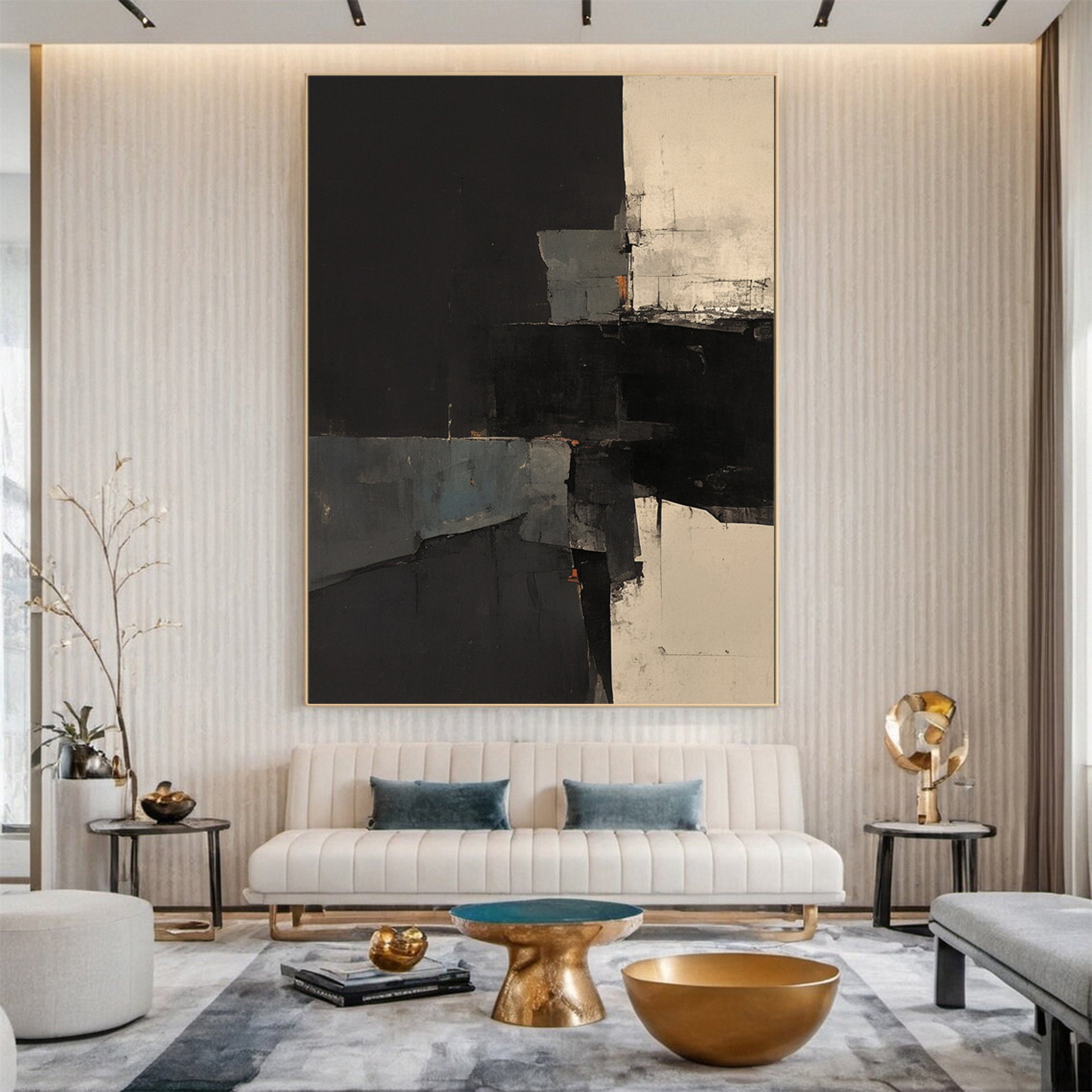 Large Black & Beige Wabi Sabi Wall Art #AP 033