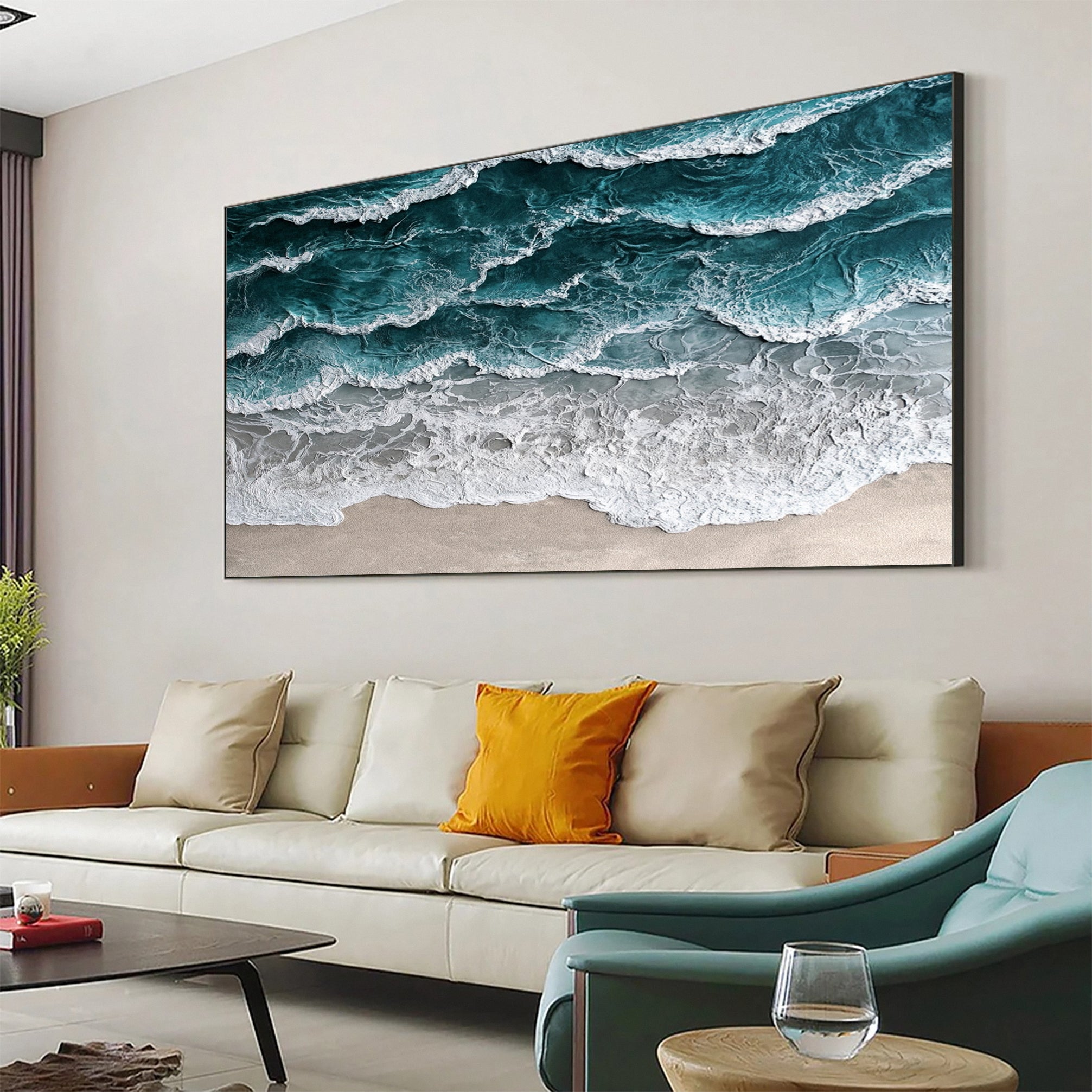 Coastal Serenity Wall Art Dynamic Ocean Waves Canvas #OS 006