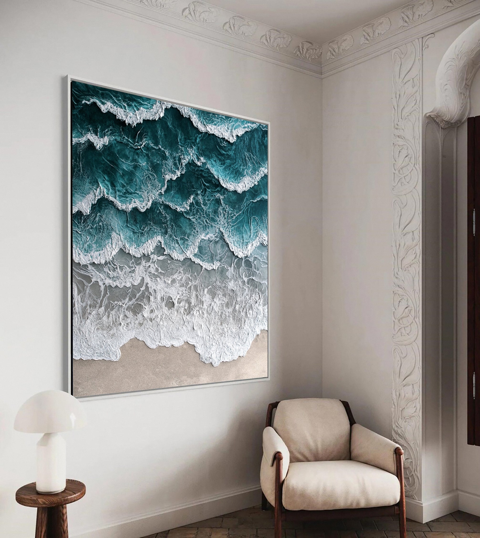 Coastal Serenity Wall Art Dynamic Ocean Waves Canvas #OS 009