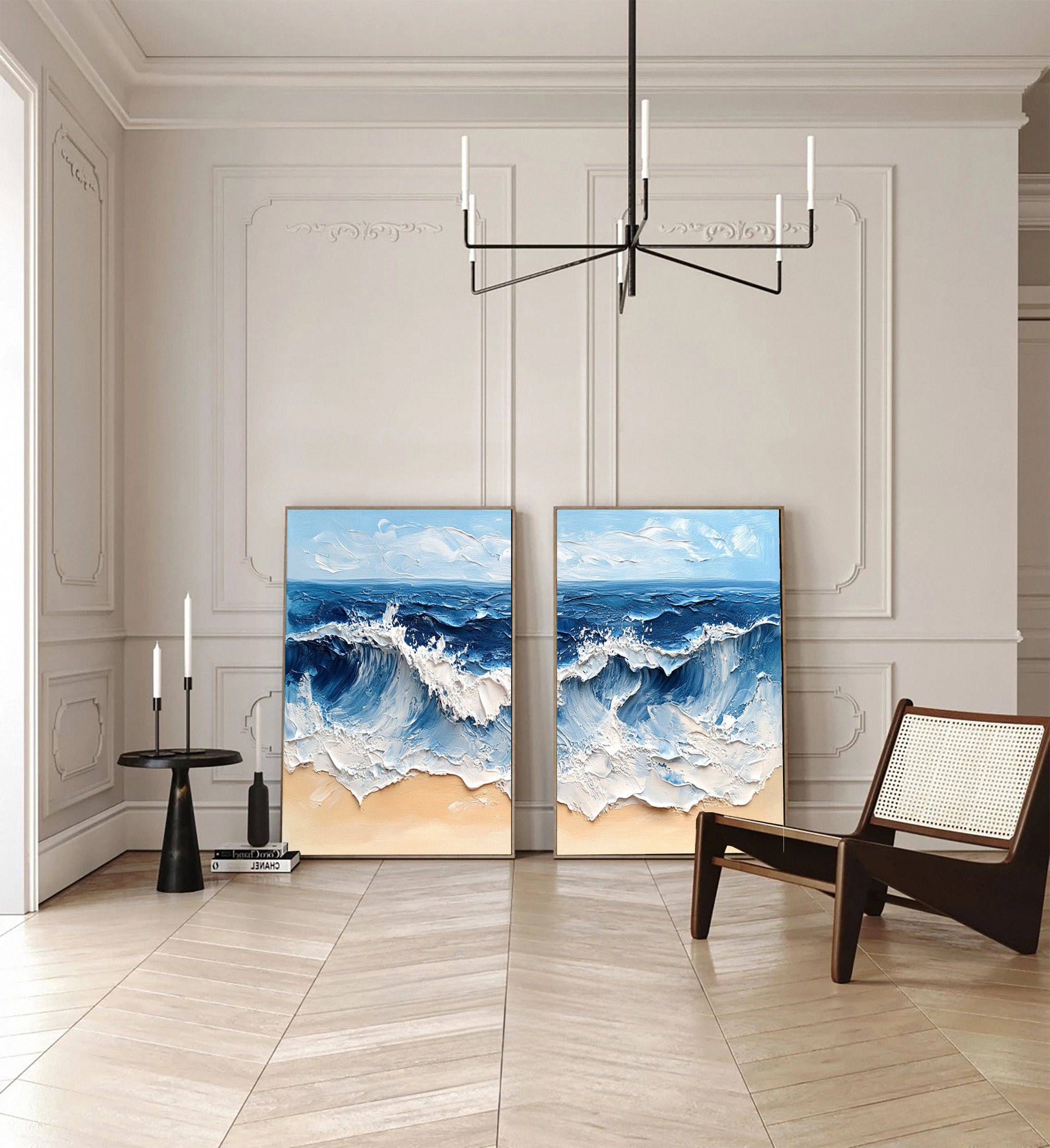 Coastal Tempest Textured Ocean Wave Art Set for Modern Living #OS 033