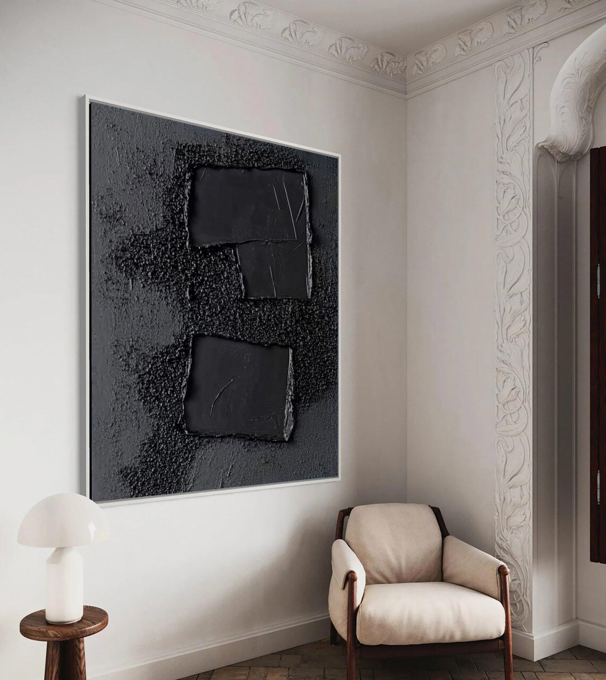 Sleek Elegance Contemporary Large Black Textured Wall Art #MMA 117