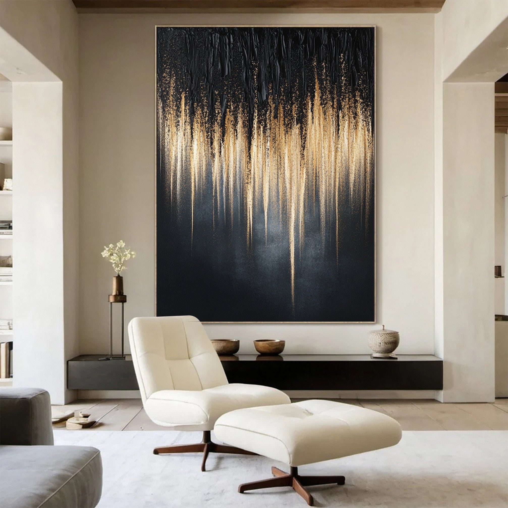 Large Black & Gold Textured Wall Art For Home Decor #MMA 149